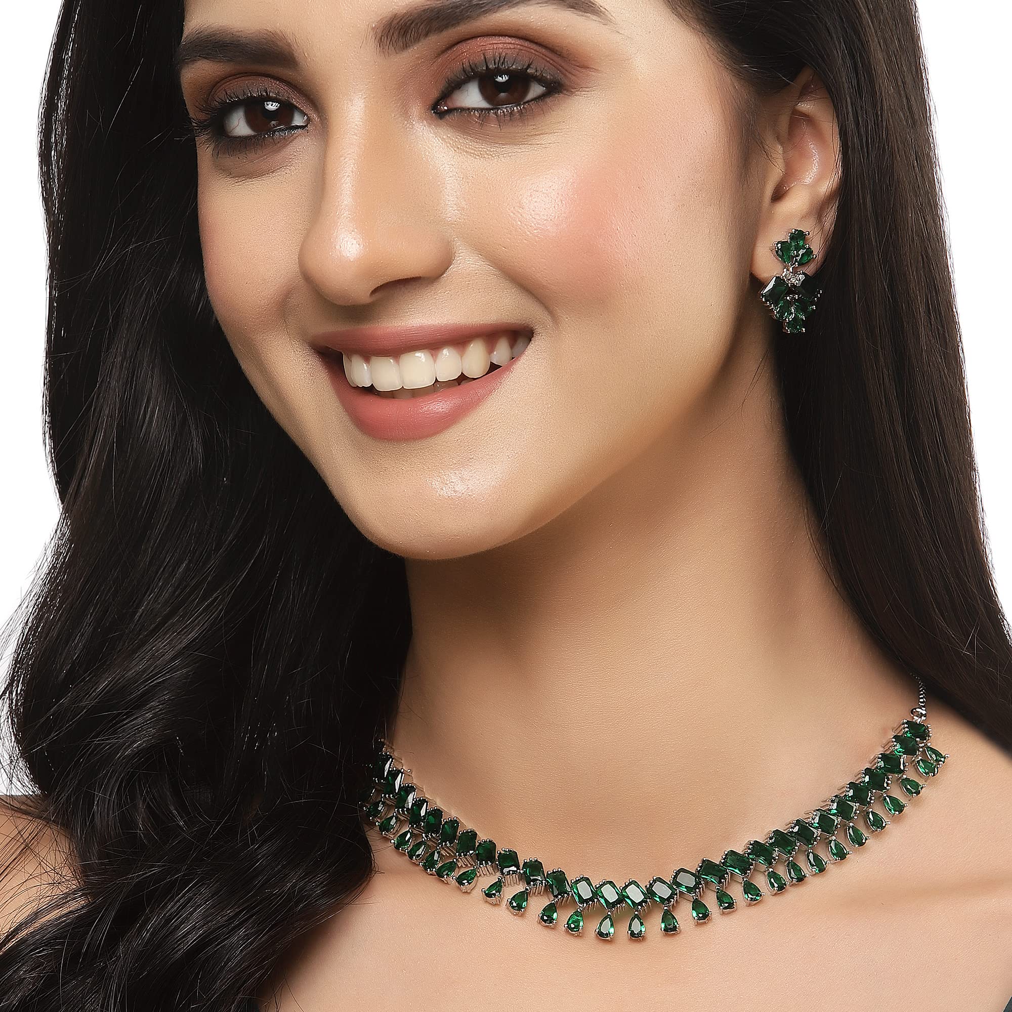 Sparkling American Diamond Necklace & Earrings Set
