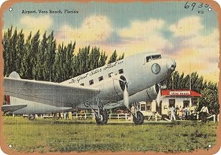10 x 14 METAL SIGN - Florida Postcard - Airport, Vero Beach, Florida - Vintage Rusty Look