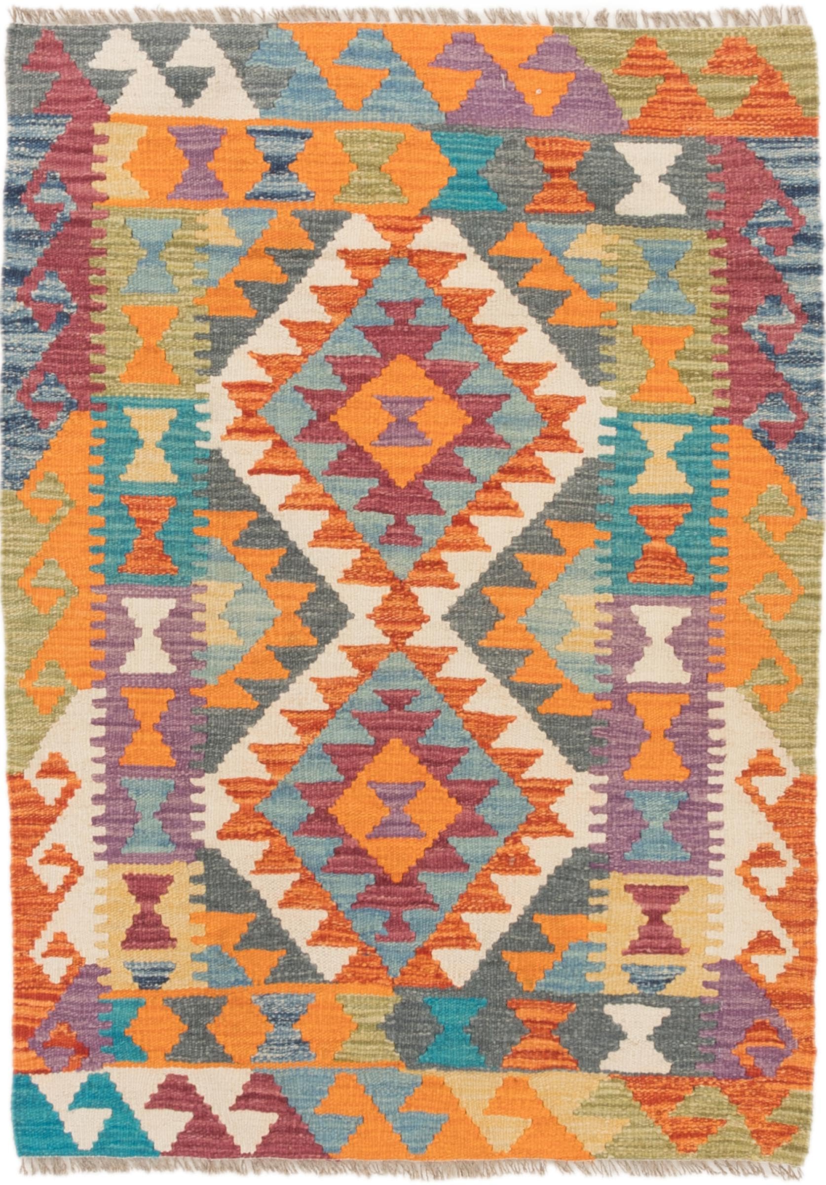 Kilim afghan 90x125 cm en laine pour réchauffer l'ambiance de votre coin lecture