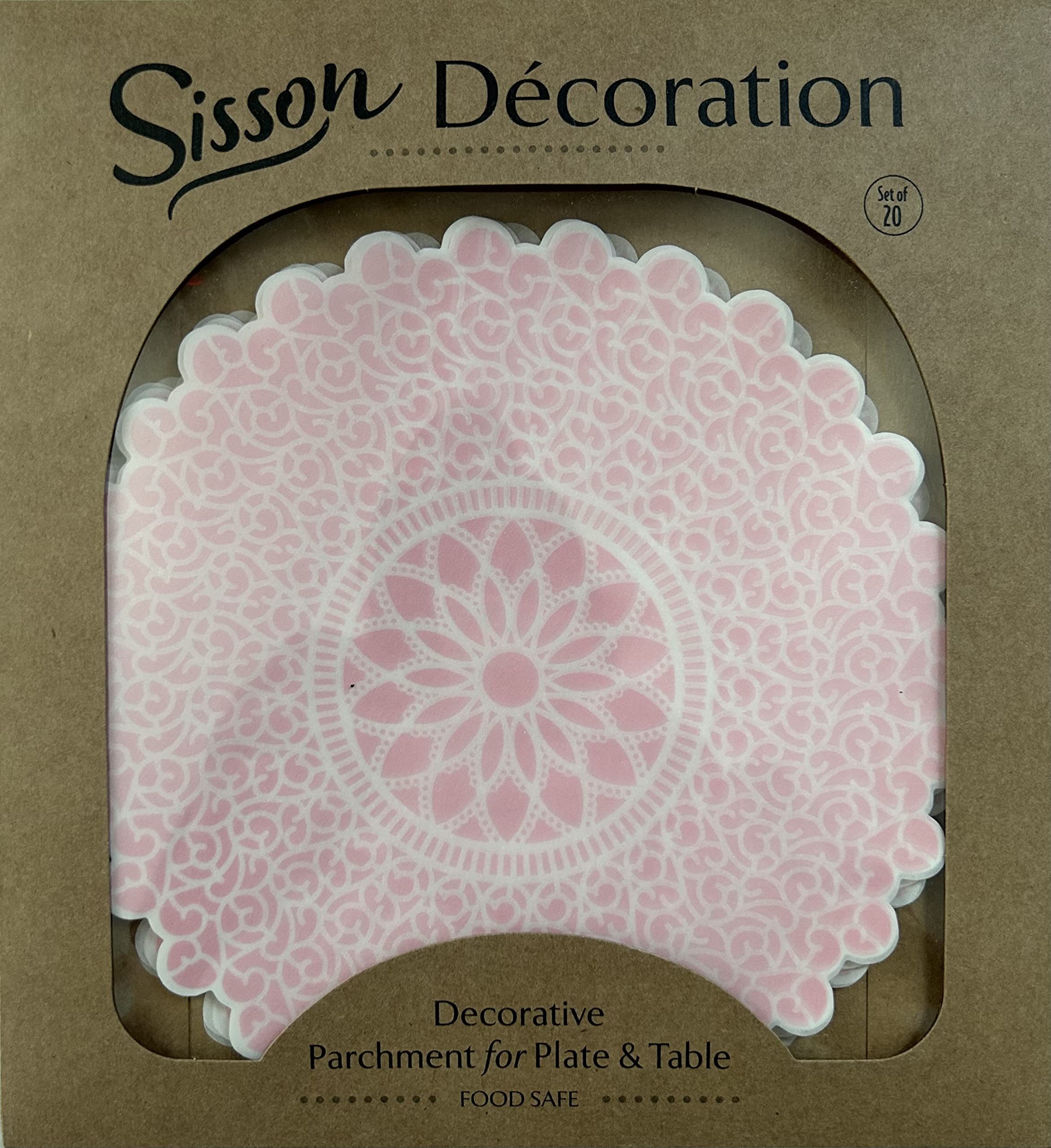 Parchment Paper Doilies for Cheese & Charcuterie Boards - Sisson Distribution (6 ½”, Pack of 20) (Pink Doilies)