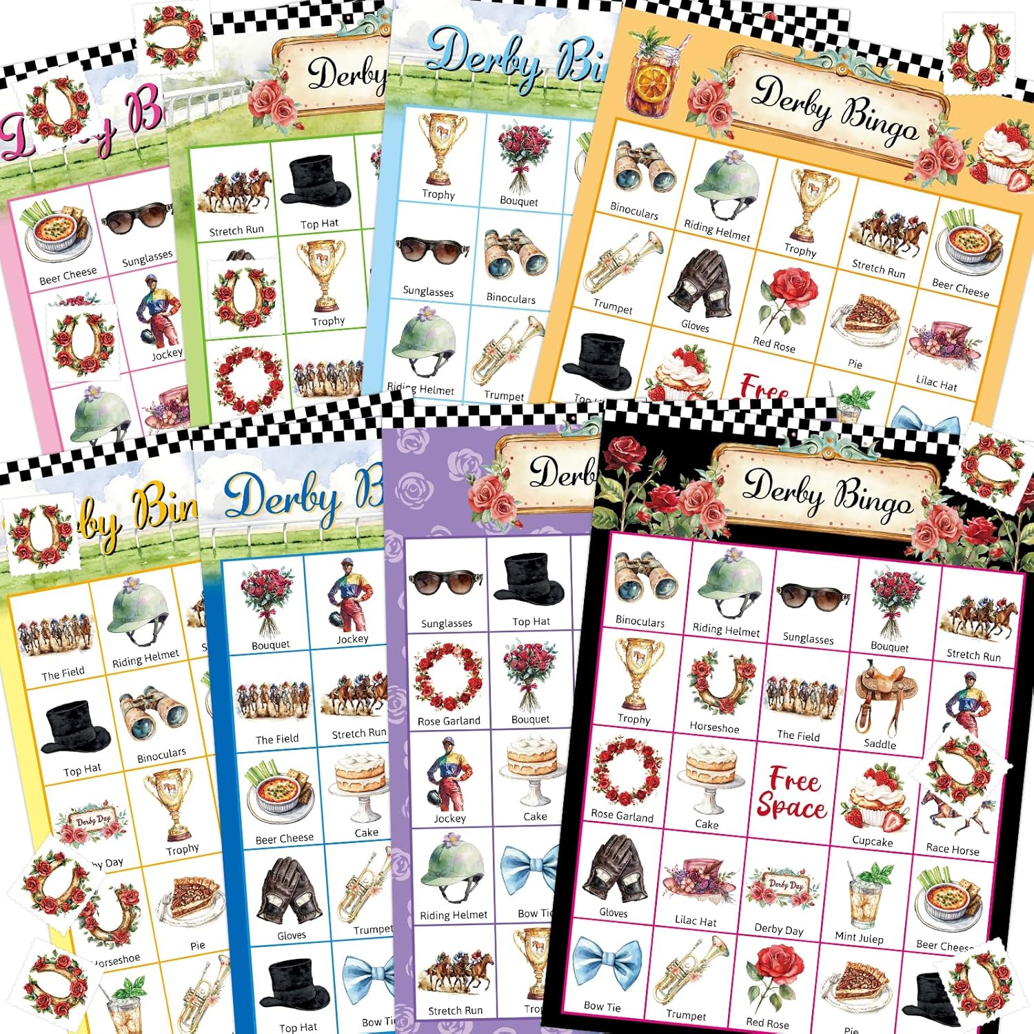 Fancy Land Horse Bingo Games Cards 24 Player Derby Party Bingo Game Western Birthday Party Favors