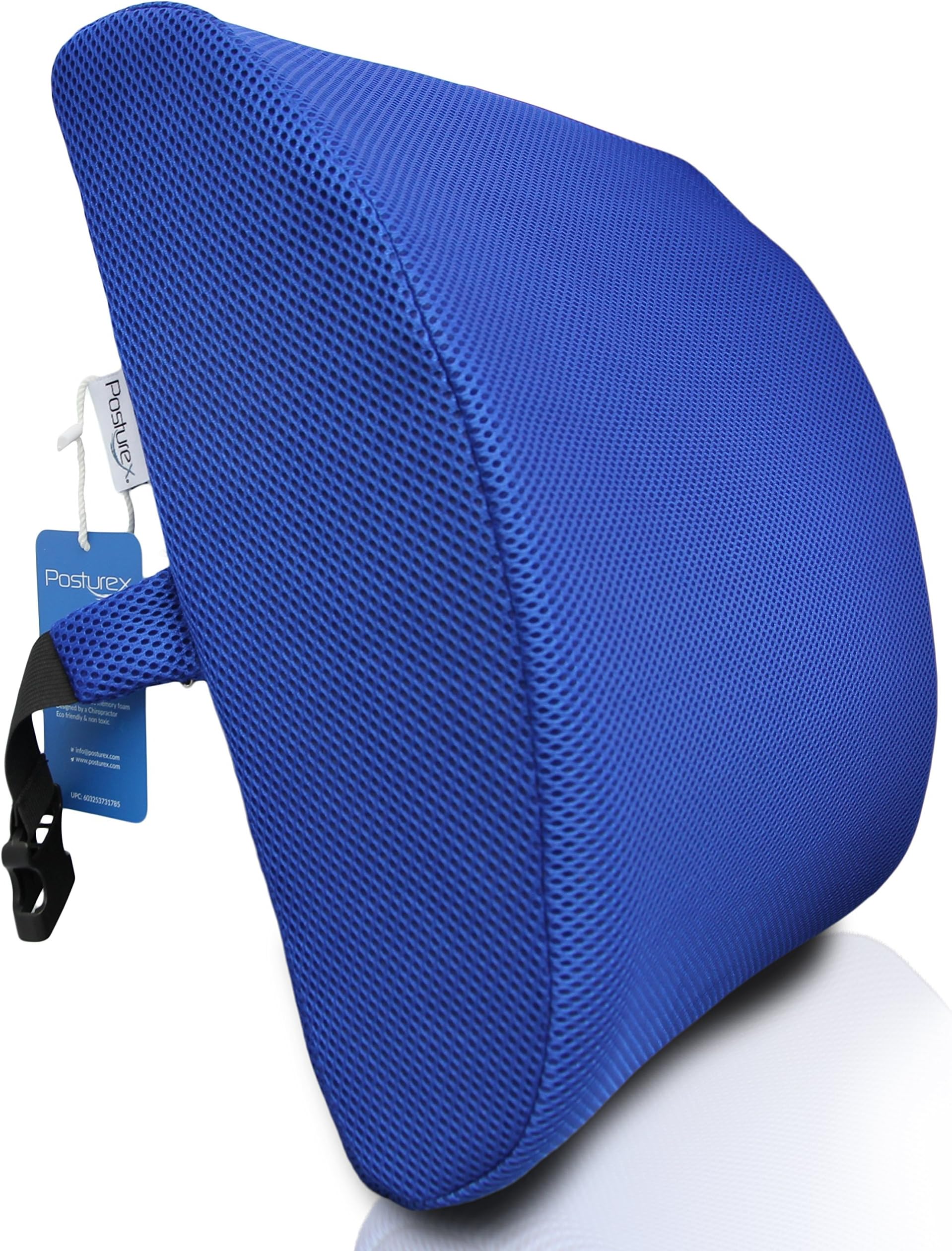 Posturex Run Out Sale - Quality Lumbar Support Premium Grade Memory Foam, Quality 3D Mesh Fabric for Superior Comfort, Blue Also in Black