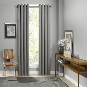ECLIPSE Blackout Curtains for Bedroom - Palisade 52" x 84" Insulated Darkening Single Panel Grommet Top Window Treatment Living Room, Grey