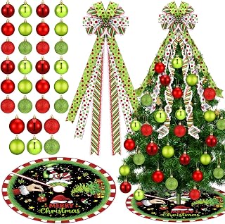 Gejoy 32 Pcs Red and Lime Green Christmas Tree Decoration Set