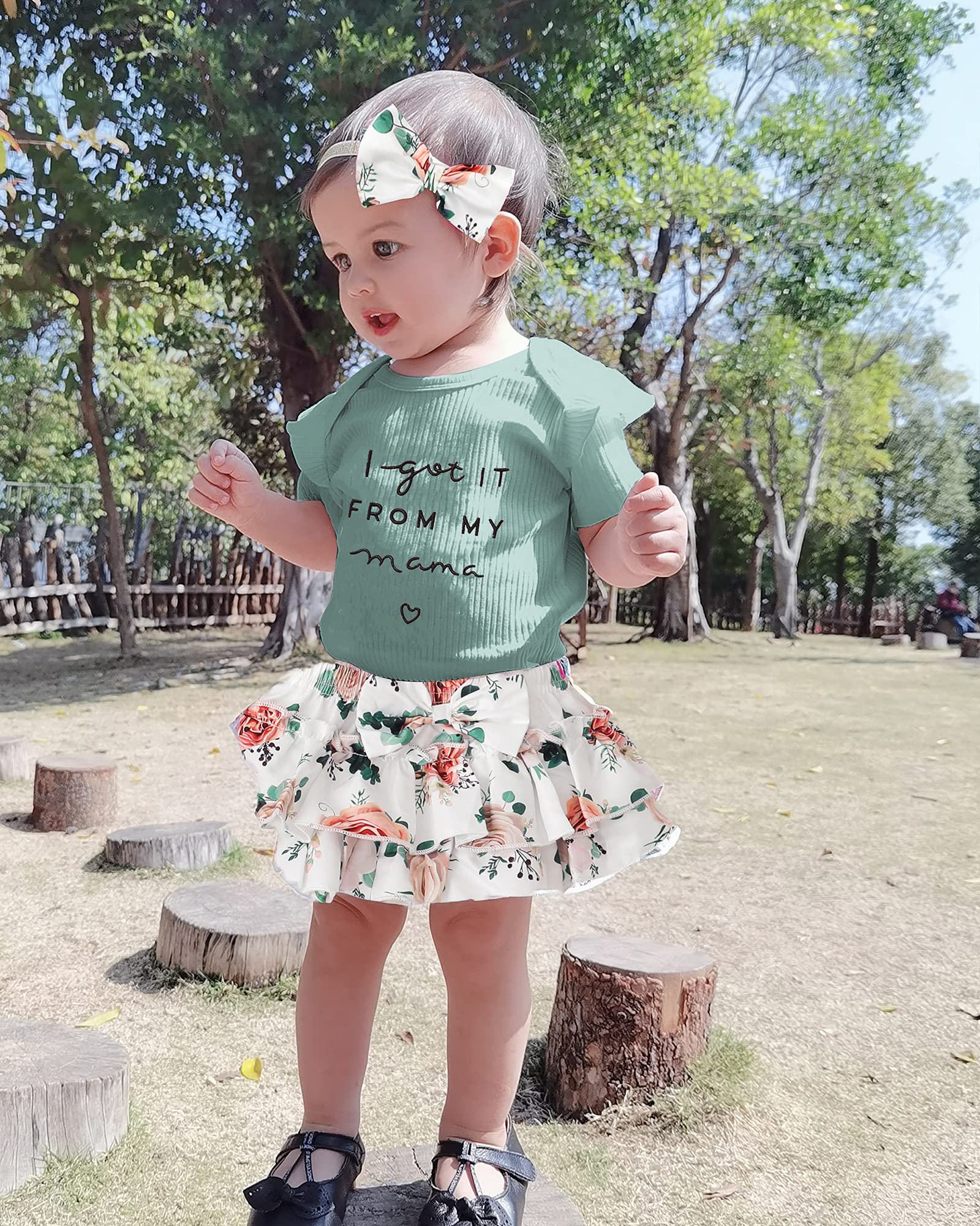 Bebé Recién Nacido Bebé Ropa Mameluco Pantalones Cortos Conjunto Floral Verano Trajes Lindo Bebé Ropa Niña - verde - 3-6 meses