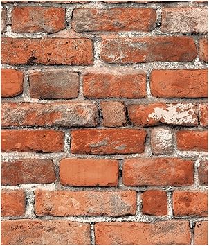Brick Peel and Stick Wallpaper | 17.7" x 300CM Vinyl Contact Paper | 3D Textured Wall Backdrop | Self-Adhesive Removable Sheet | Fireplace Kitchen Cabinet Surface Covering Red