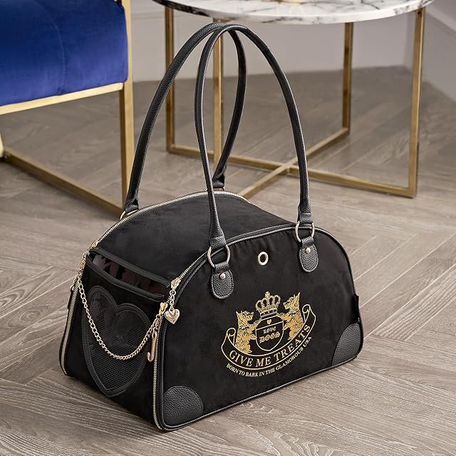 Foto 5 de 7 de Juicy Couture Give Me Treats - Elegante Bolsa de Viaje Negra para Perros y Gatos pequeños
