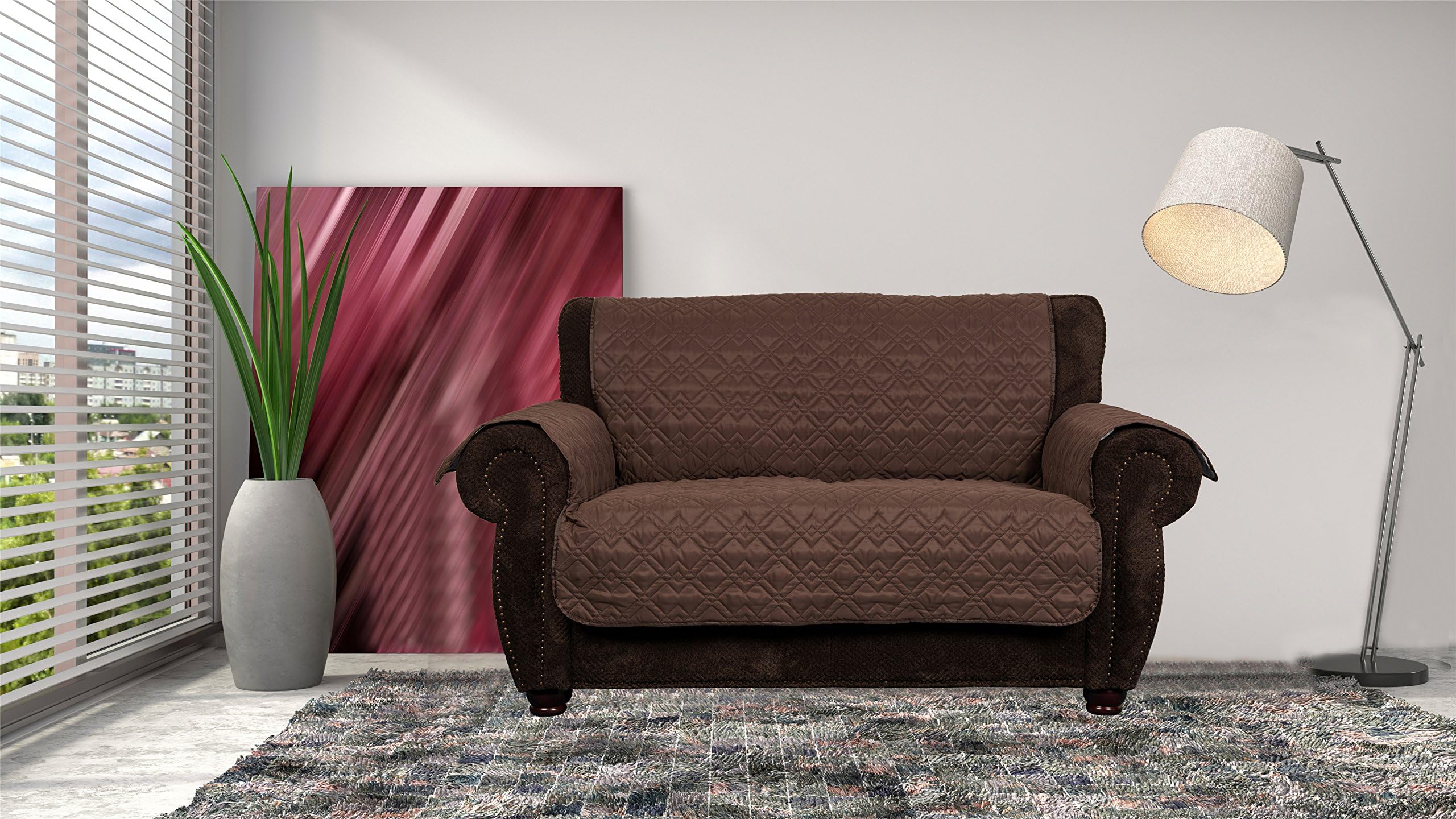 INNOCESSORIES Pets Anti-slip Water Resistant Chair Loveseat Sofa Furniture Protector Slipcover (Loveseat, Chocolate)
