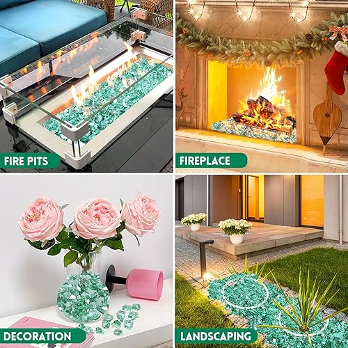 Miniatura 10 de GasSaf Vidrio ignífugo de 12 pulgada de vidrio templado reflectante cortado, vidrio de fuego triturado para hoguera, chimenea, reemplaza troncos de