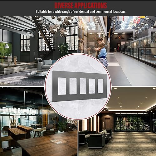 Miniatura 820 de ENERLITES SI8834-BK - Placa de pared decorativa sin tornillos, cubierta de enchufe segura, 4 entradas, 4.68 x 8.30 pulgadas (alto x largo), Negro