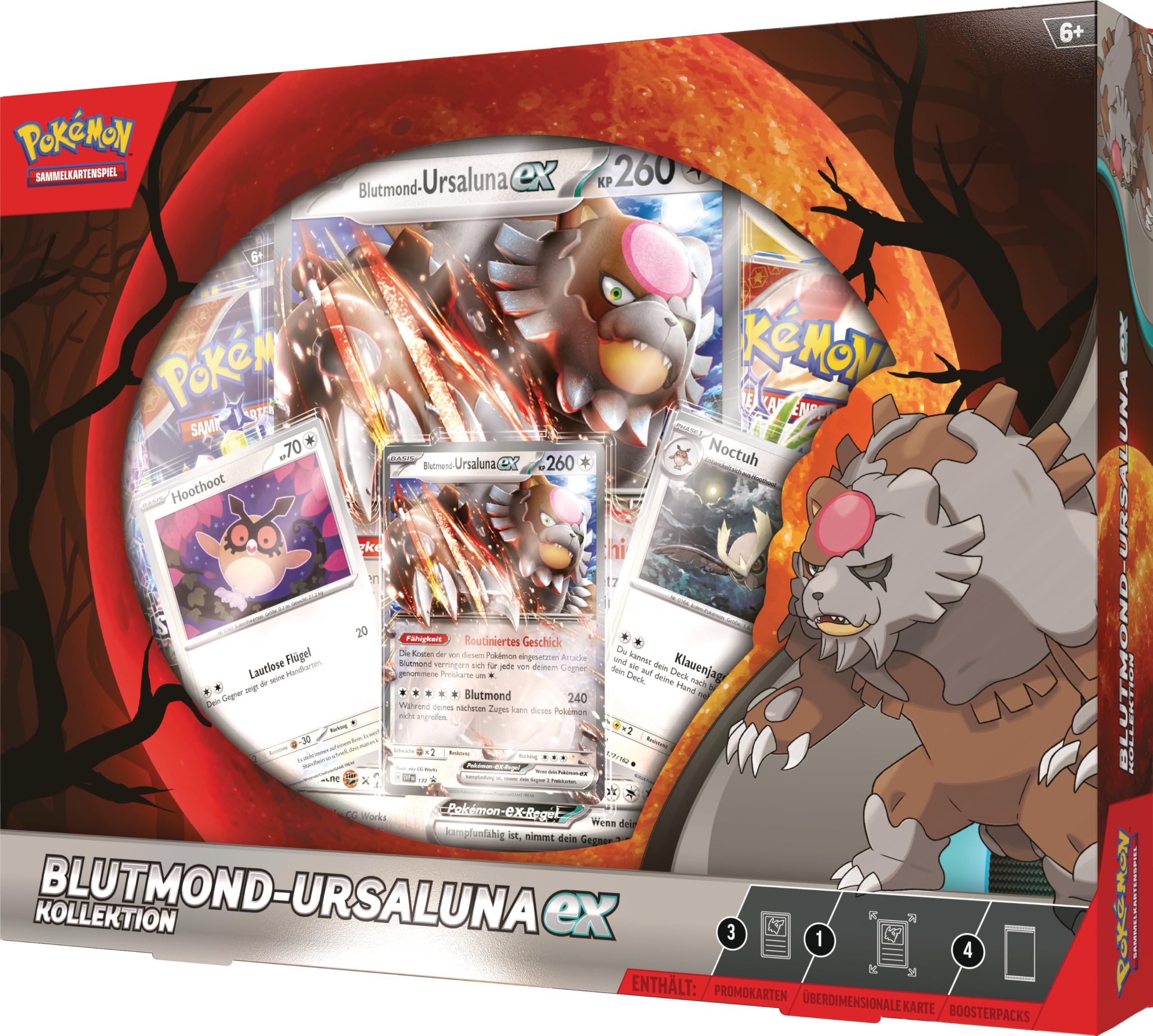 Pokémon - Juego de Cartas coleccionables: Colección Bloodmond-Ursaluna-ex (1 Carta Promocional holográfica, 2 Cartas holográficas, 1 Carta holográfica de Gran tamaño y 4 Paquetes de Refuerzos)