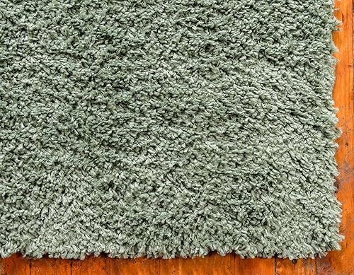 Miniatura 13 de Unique Loom Davos Shag Collection - Alfombra de área, color liso (3 pies 3 pulgadas, cuadrado, salvia)