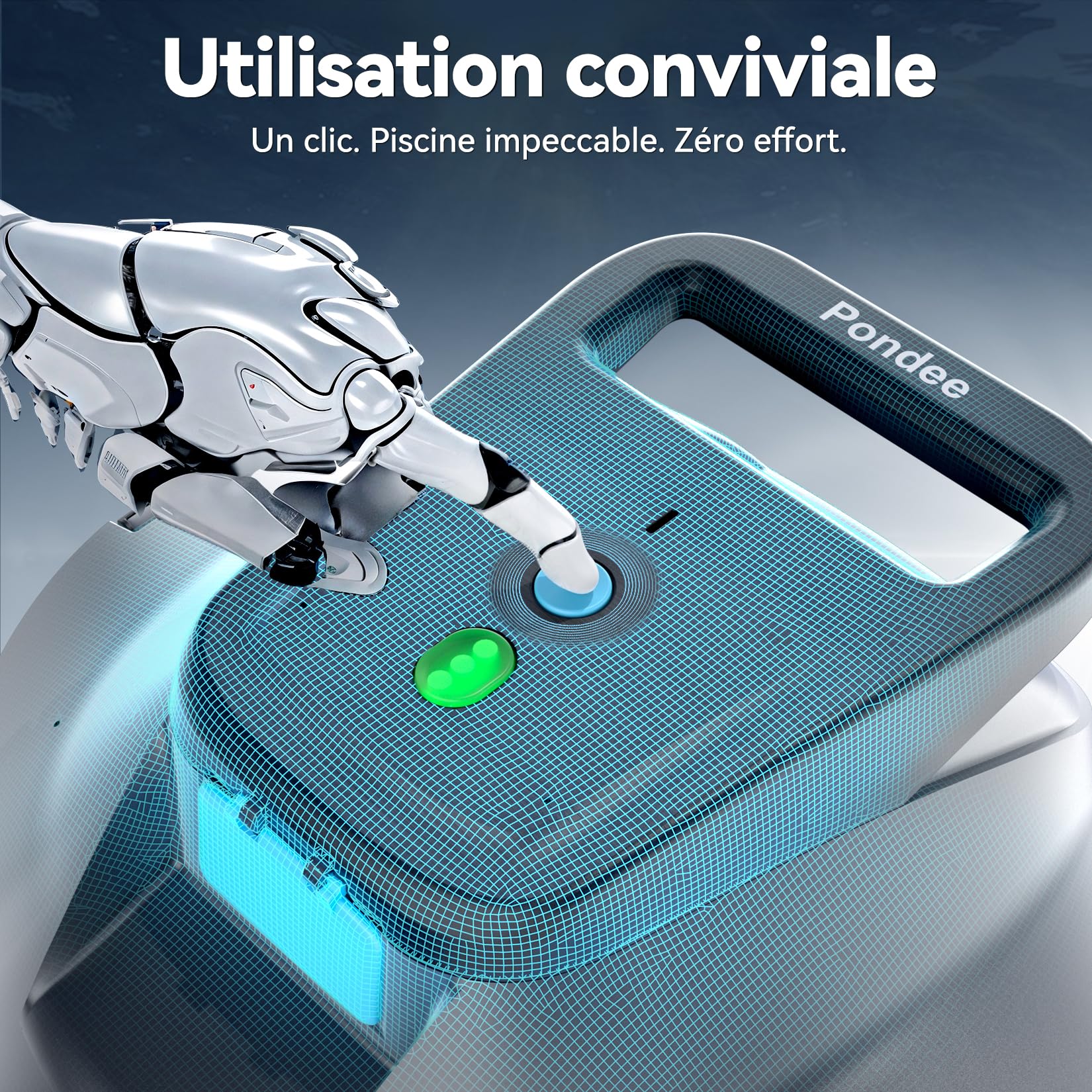 (Upgrade 2026) Pondee X1 Robot Piscine sans Fil, Aspirateur Piscine Hors Sol avec 120 Min Autonomie, Stationnement Automatique, Recharge Rapide 2,5h, pour Piscines Hors-Sol et Enterrées jusqu'à 80 m²