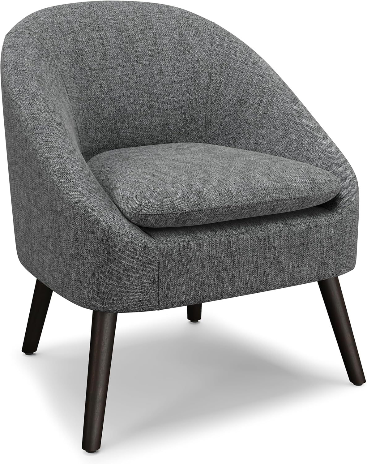 SIMPLIHOME Redding Accent Chair - 27 inch Wide Upholstered Mid-Century Modern Arm Chair in Storm Grey, for Living Room or Bedroom with Solid Wood Frame, Removable Cushion, and Angled Legs