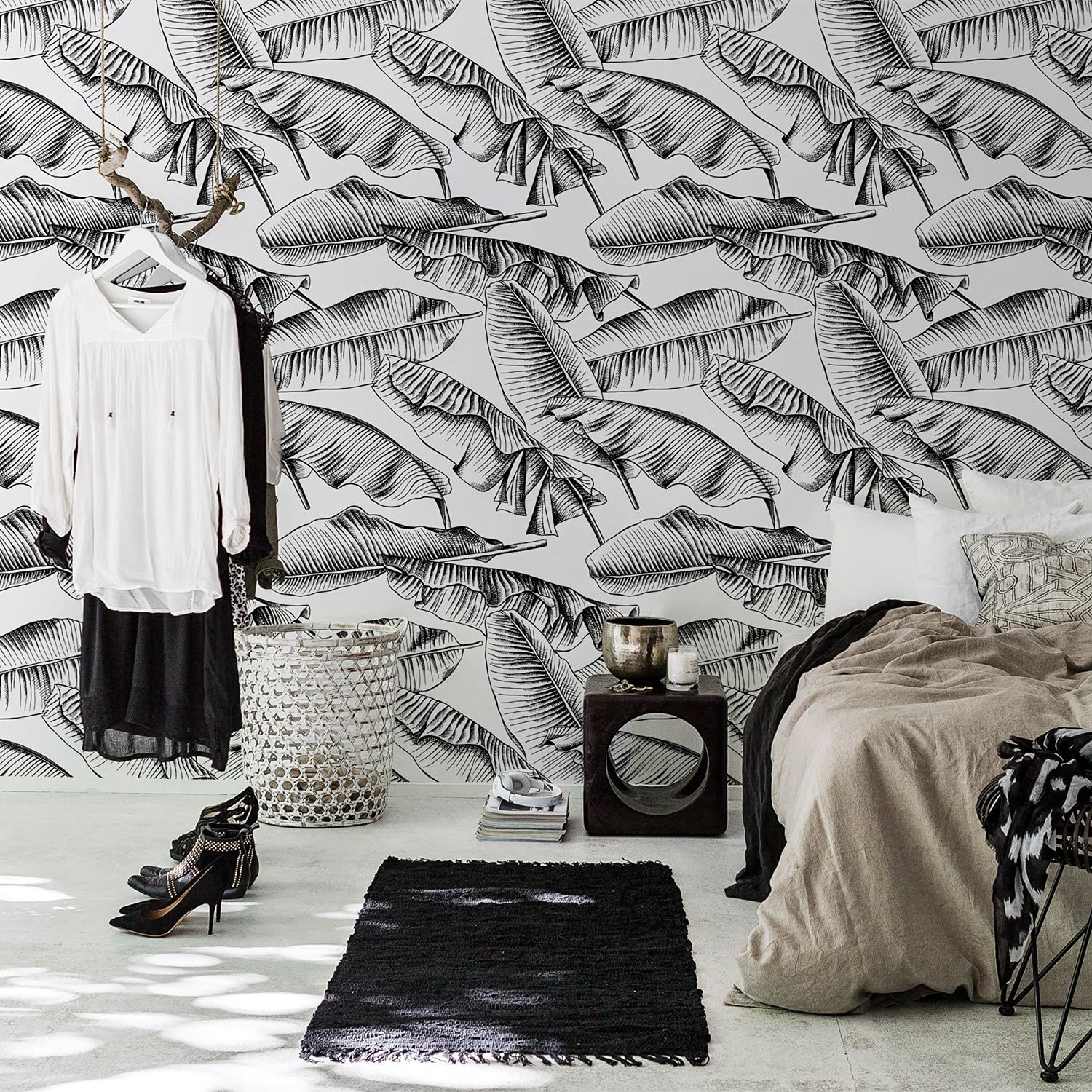 Papier peint panoramique gros feuilles 416x254cm pour décoration de mur et meuble