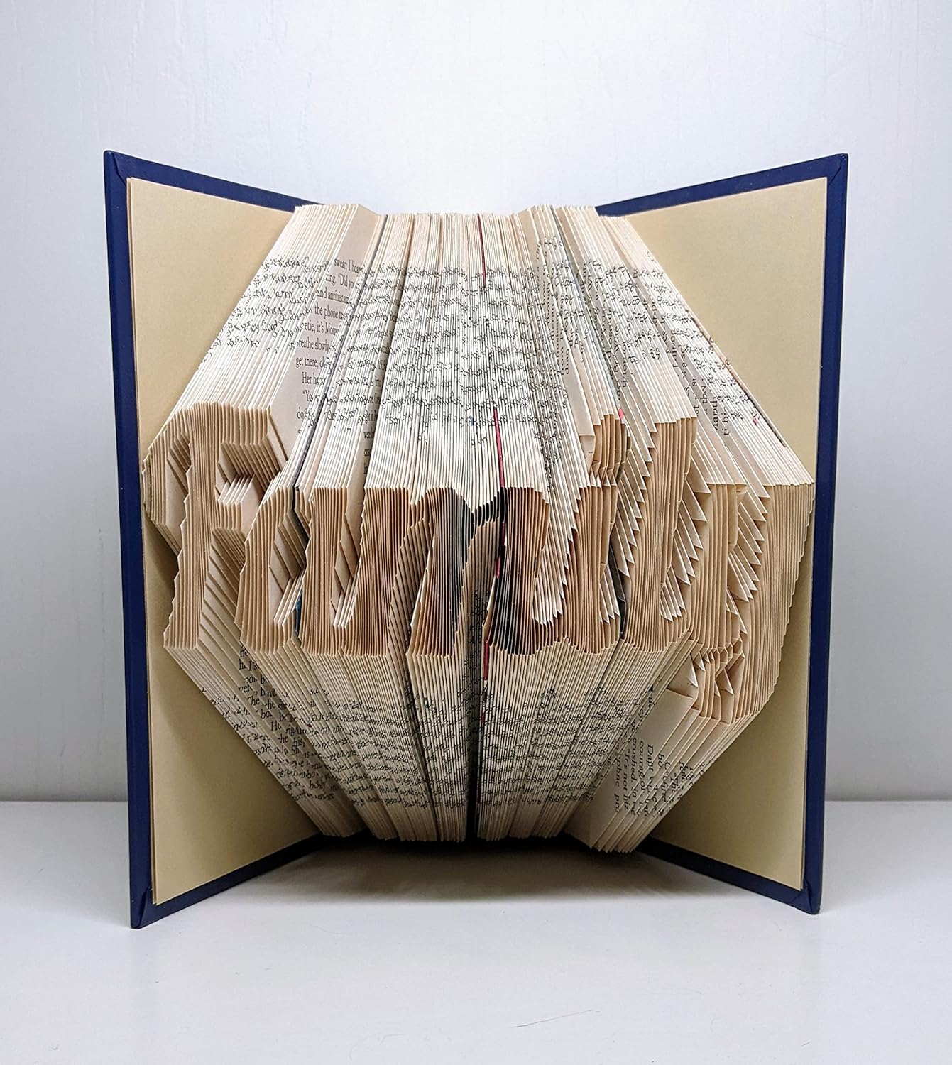 Family book sculpture. Cursive font. Custom handmade folded book sculpture. Perfect for any occasion!