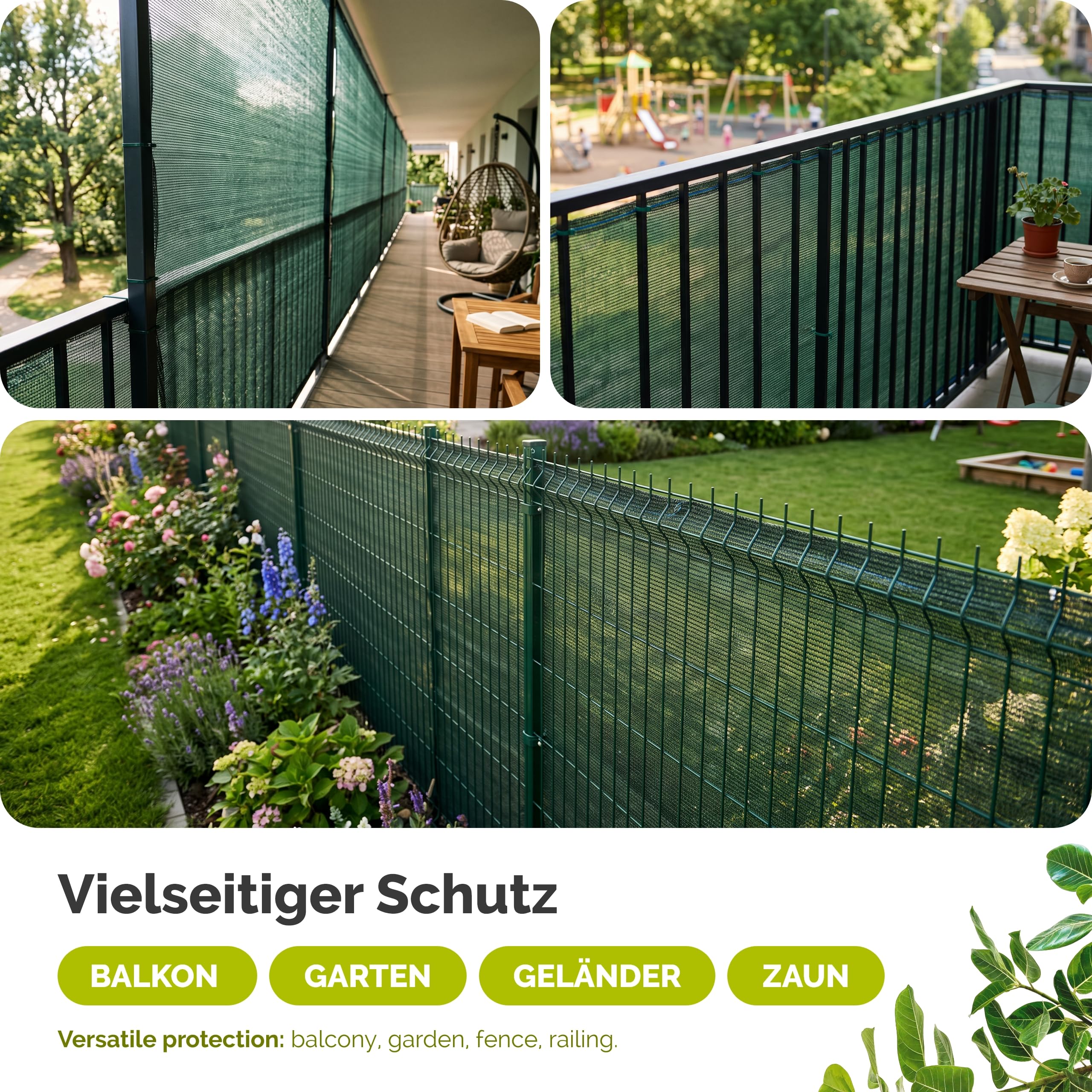 Garronda Rete Ombreggiante Nero/Verde 1,5x50 m 135 g/m²