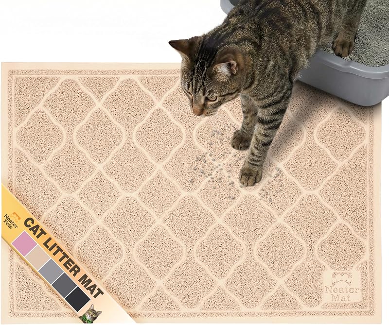 Tapete para Caixa de Areia de Gatos Neater Mat Neater Pet Brands, PVC Grosso com Base Antiderrapante, Bege