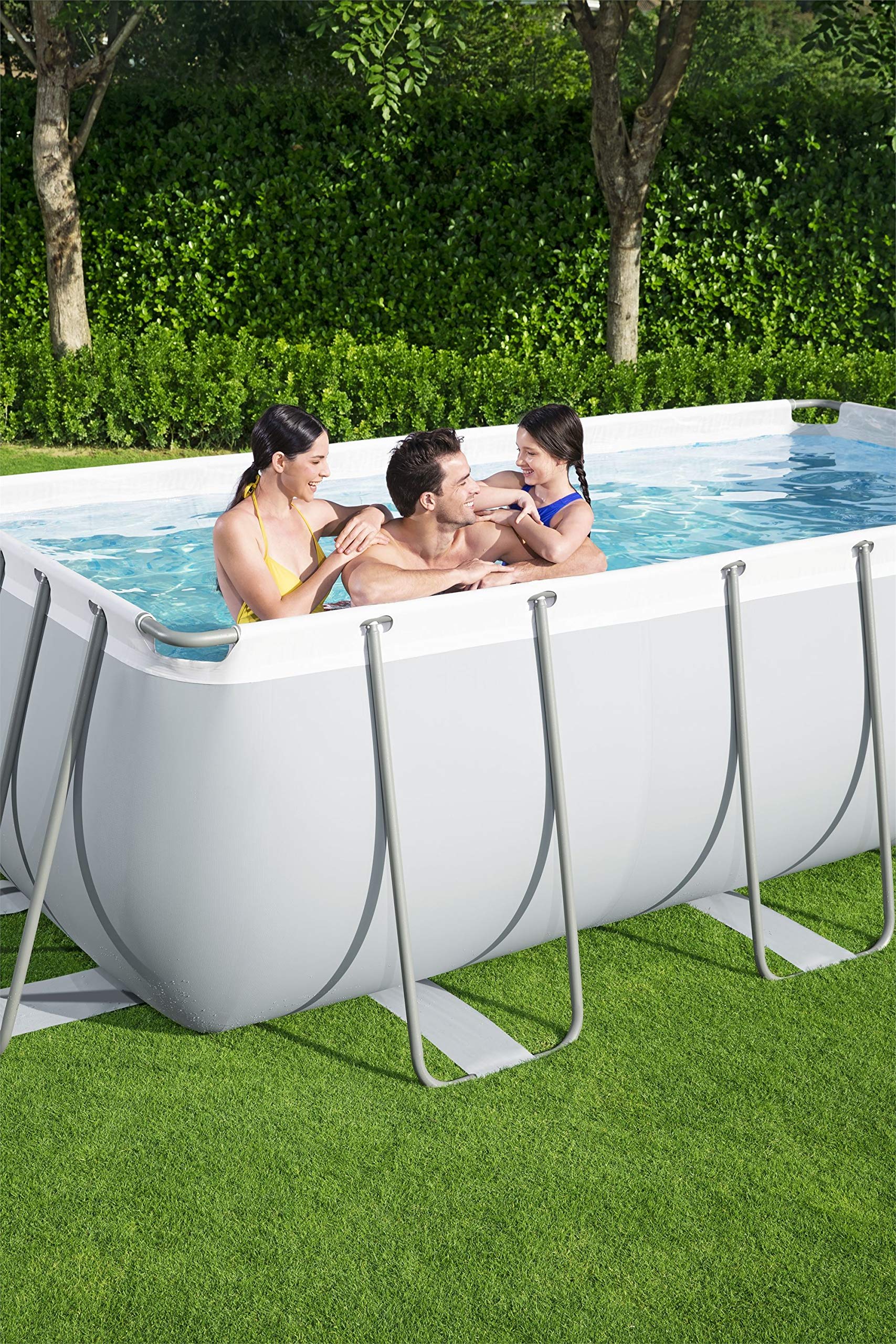 BESTWAY Power Steel Rectangular Pool Set 412x201x122 cm, Stahlrahmenpool-Set mit Filterpumpe und Zubehör