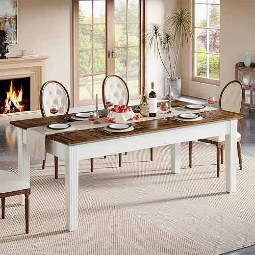 Miniatura 4 de Tribesigns Mesa de comedor para 4-6 personas, mesa de cocina rectangular de 62 pulgadas con patas de madera maciza, moderna mesa de comedor de