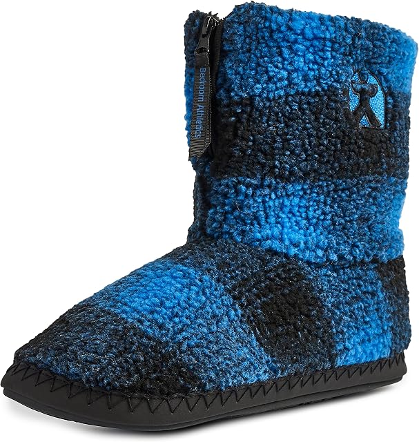 Bedroom Athletics Mens McQueen Check Sherpa Slipper Boot Comfort Warmth Zip Fastening Memory Foam Durable Machine Washable