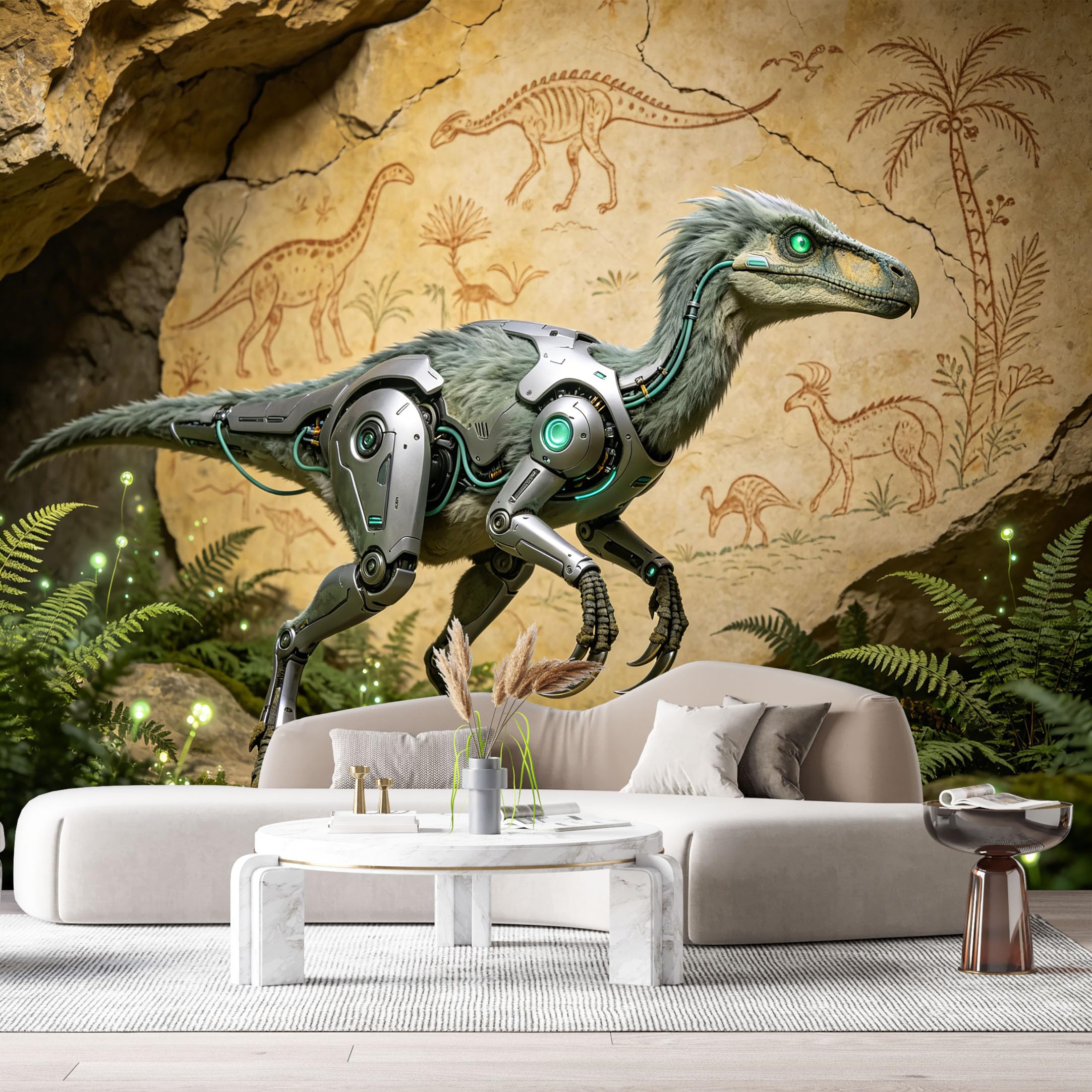 Custom Size Wall Mural Beast Cyber DinoFuturistic Creature SciFi Metal Armor SelfAdhesive Art Prints Removable Large Wallpaper Esports Room Game Room Tenant Room Studio