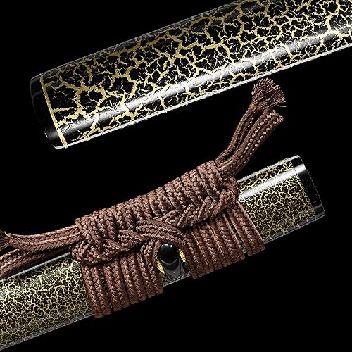 Vista 20 de Katana Espada Arcilla Templada T10 Acero Real Hamon Espiga Completo Espada Samurai Hecho A Mano Espada Afilada negro, (Black-ghost),Dragón