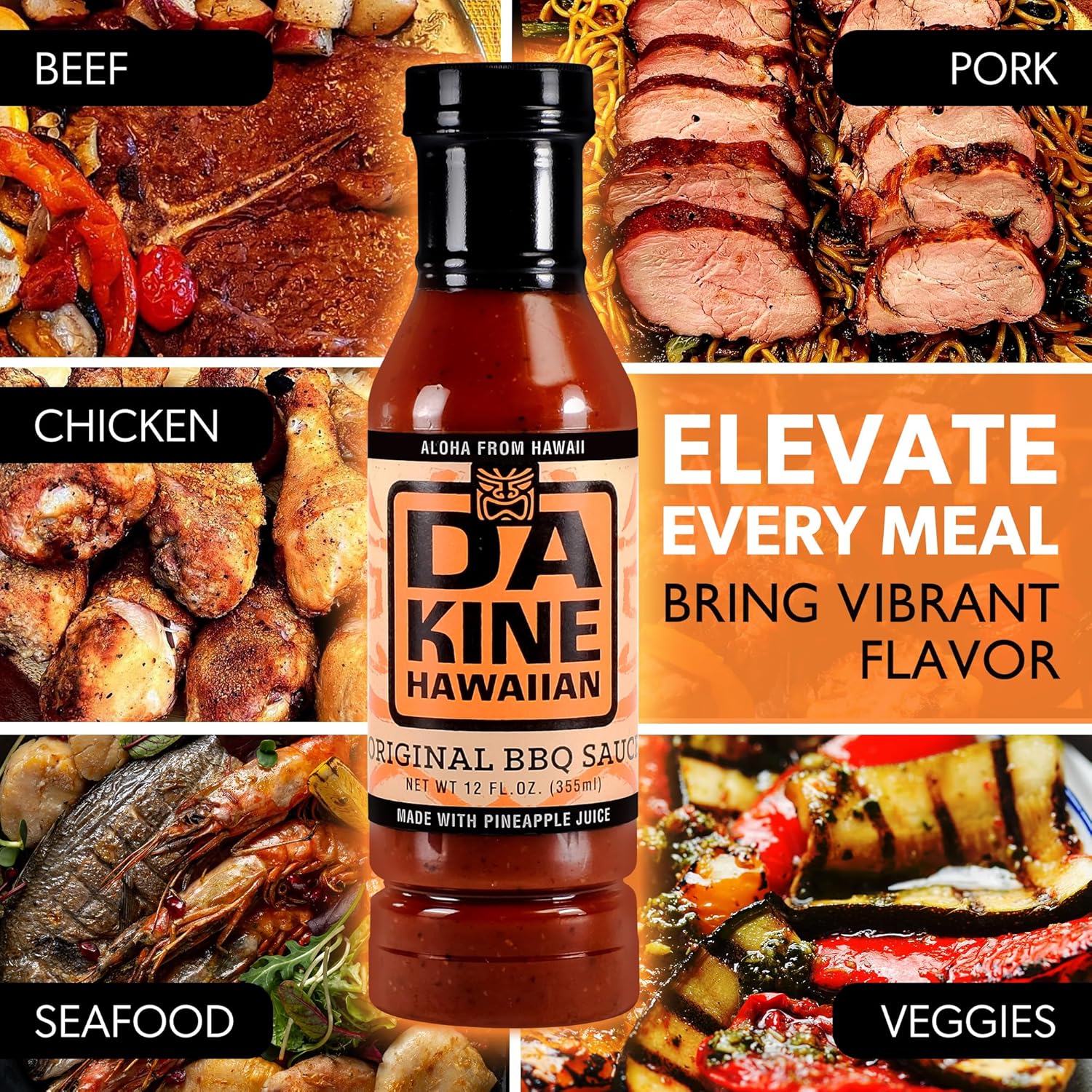 Da Kine Hawaiian BBQ Sauce, Premium Gourmet Barbecue Sauce Made in Small Batches, Gluten-Free BBQ Sauce for Meat, Fish, and Vegetables - Original (3 Pack)