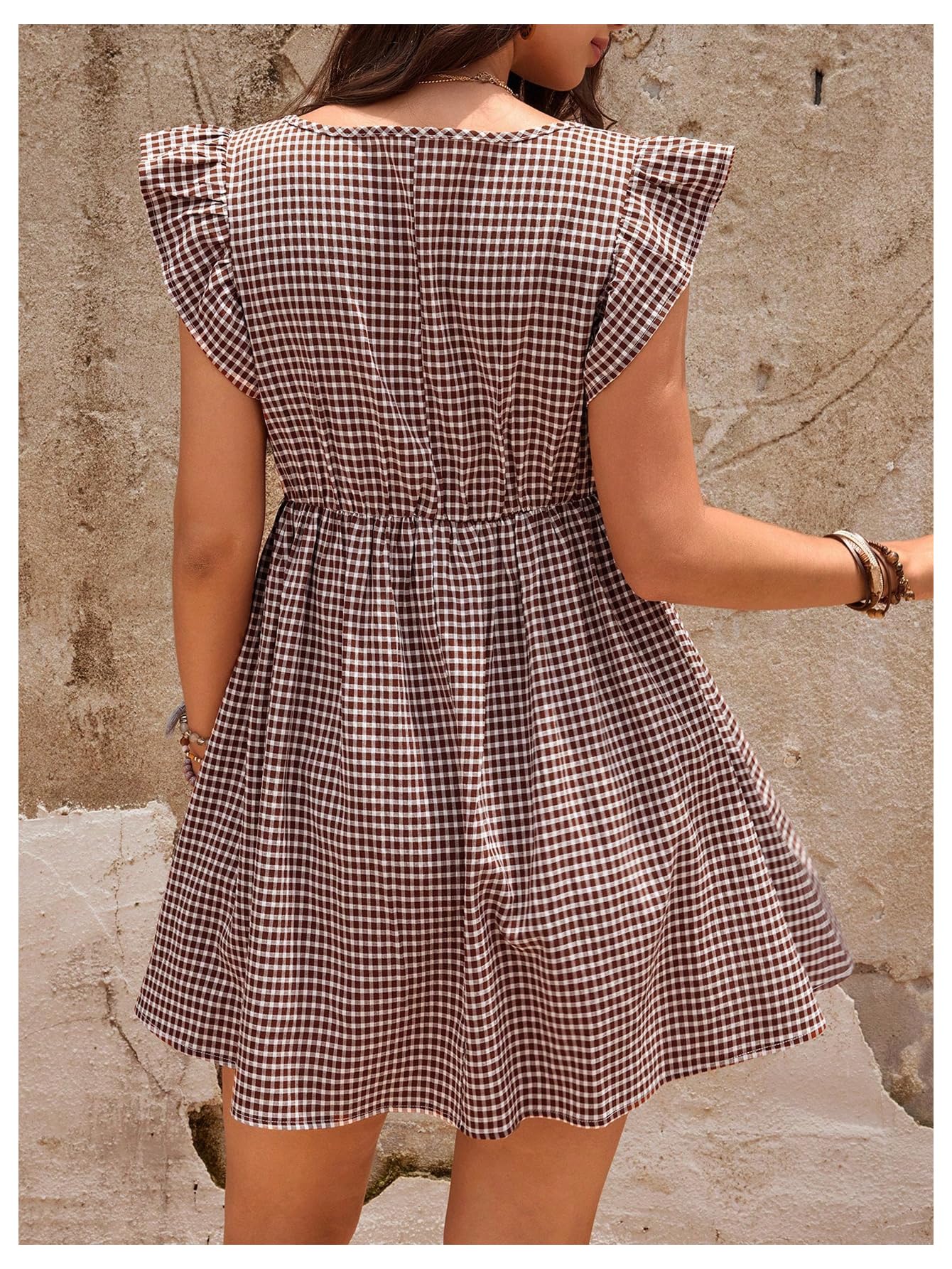 Vestido de maternidad para mujer, manga con volantes, cuello cuadrado, vestido corto de verano — view 3