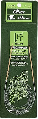 Clover Agujas circulares de bambú Takumi, 48 pulgadas, tamaño 0