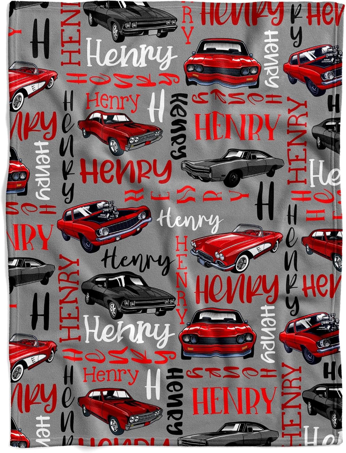 Personalized Car-Themed Baby Blanket, Custom Boys Name Race Car Swaddle, Soft Plush Auto Nursery Bedding, Newborn Retro Car Wrap, Unique for Car Lovers