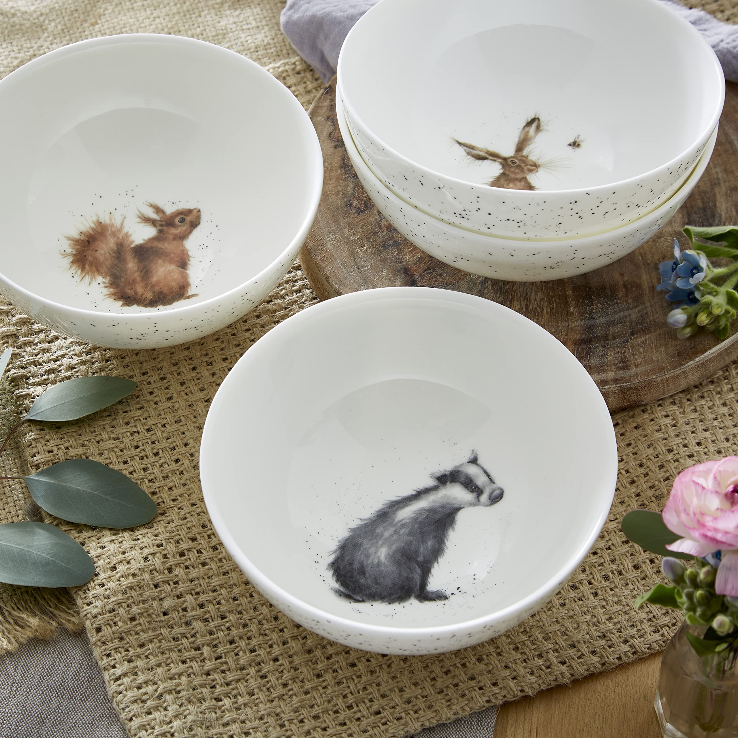 Wrendale Designs Royal Worcester Set mit 4 tiefen Schalen, 15,2 cm, 4 Stück