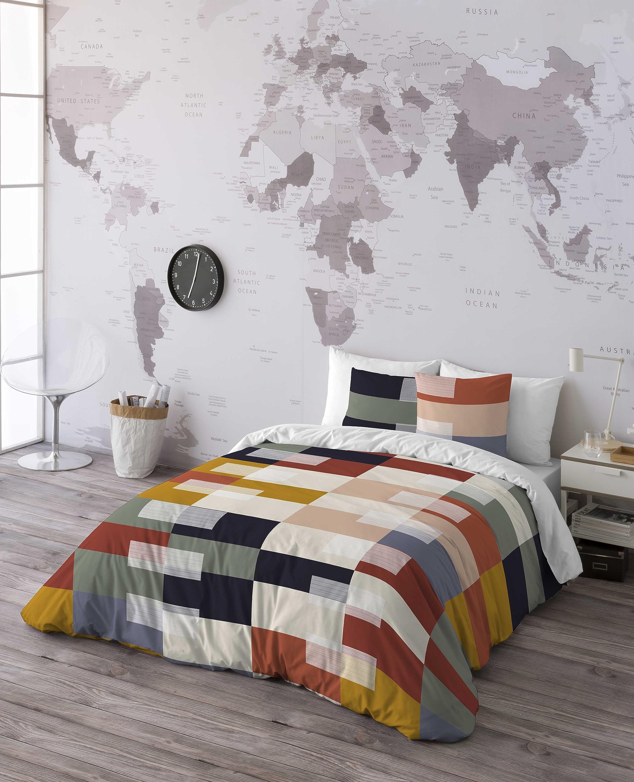 NATURALS Copripiumino DACA In Cotone 100% - Letto 180x220 Cm - 2 Federe Grigie 45x110 Cm - Prodotto In Spagna - 3