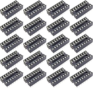 20 Pack 16 Pin Solder Tail Low Profile DIP IC Socket, 2.54mm Pitch, 7.6mm Row to Row Distance - EX ELECTRONIX EXPRESS