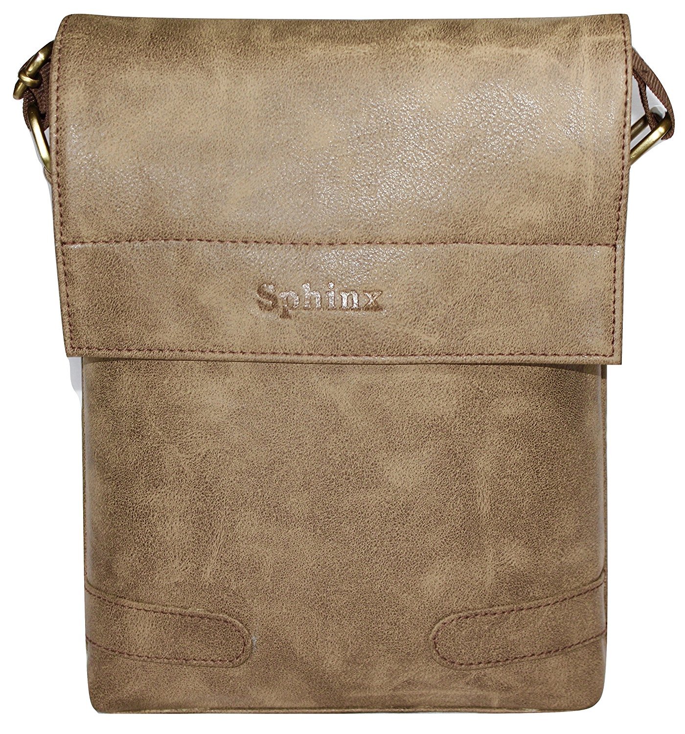 SPHINX Italian Leatherette Cross-body Sling Bag for men/boys -(L x B x H: 25 x 22 x 7 cm) - Clay Brown