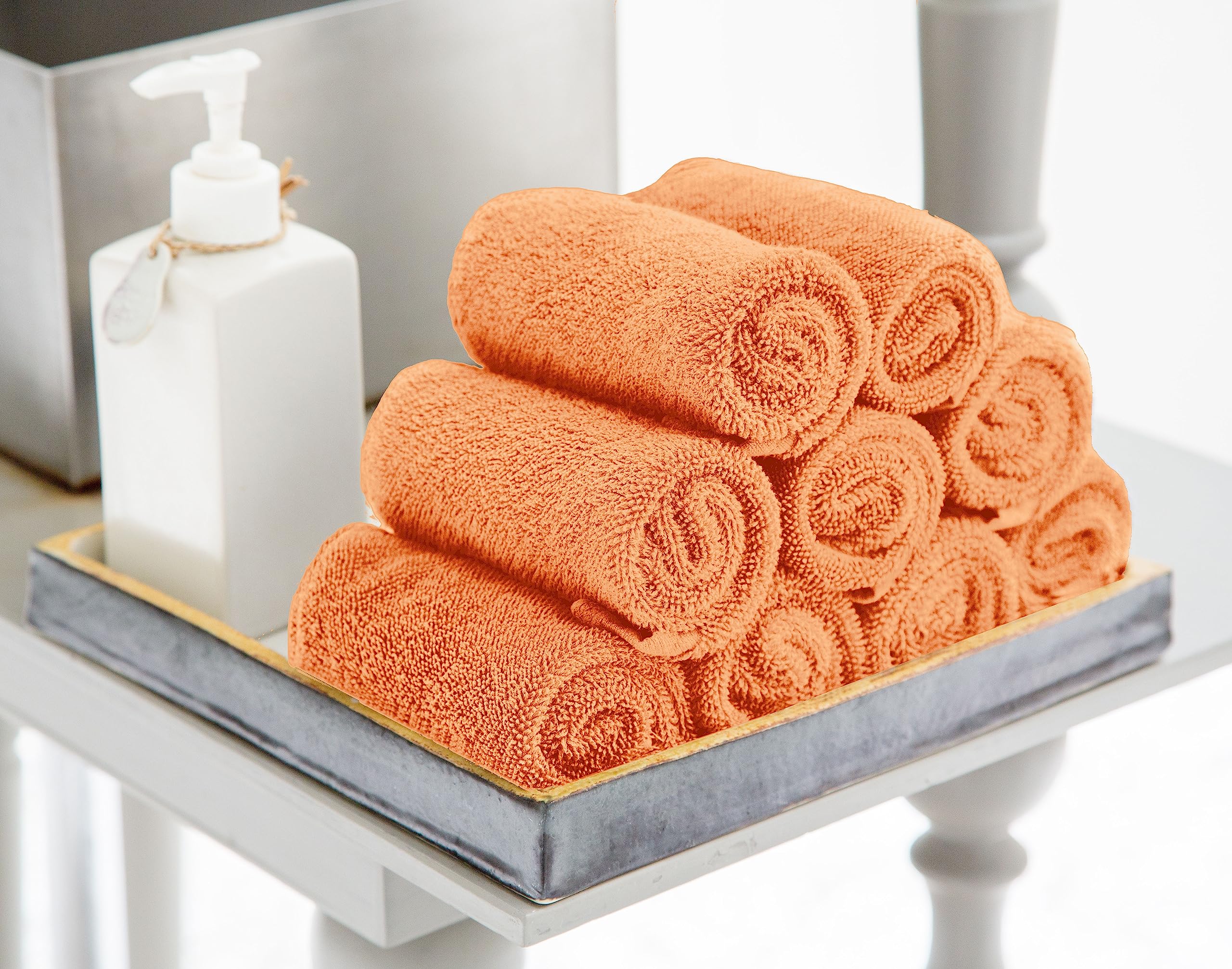 Utopia Towels 24 Pack Cotton Washcloths Set, 100% Ring Spun Cotton, Premium Quality Flannel Face Cloths, Highly Absorbent and Soft Feel Fingertip Towels, White: Utopia Towels 24 Pack Cotton Washcloths Set, 100% Ring Spun Cotton, Premium Quality Flannel Face Cloths, Highly Absorbent and Soft Feel Fingertip Towels, Peach