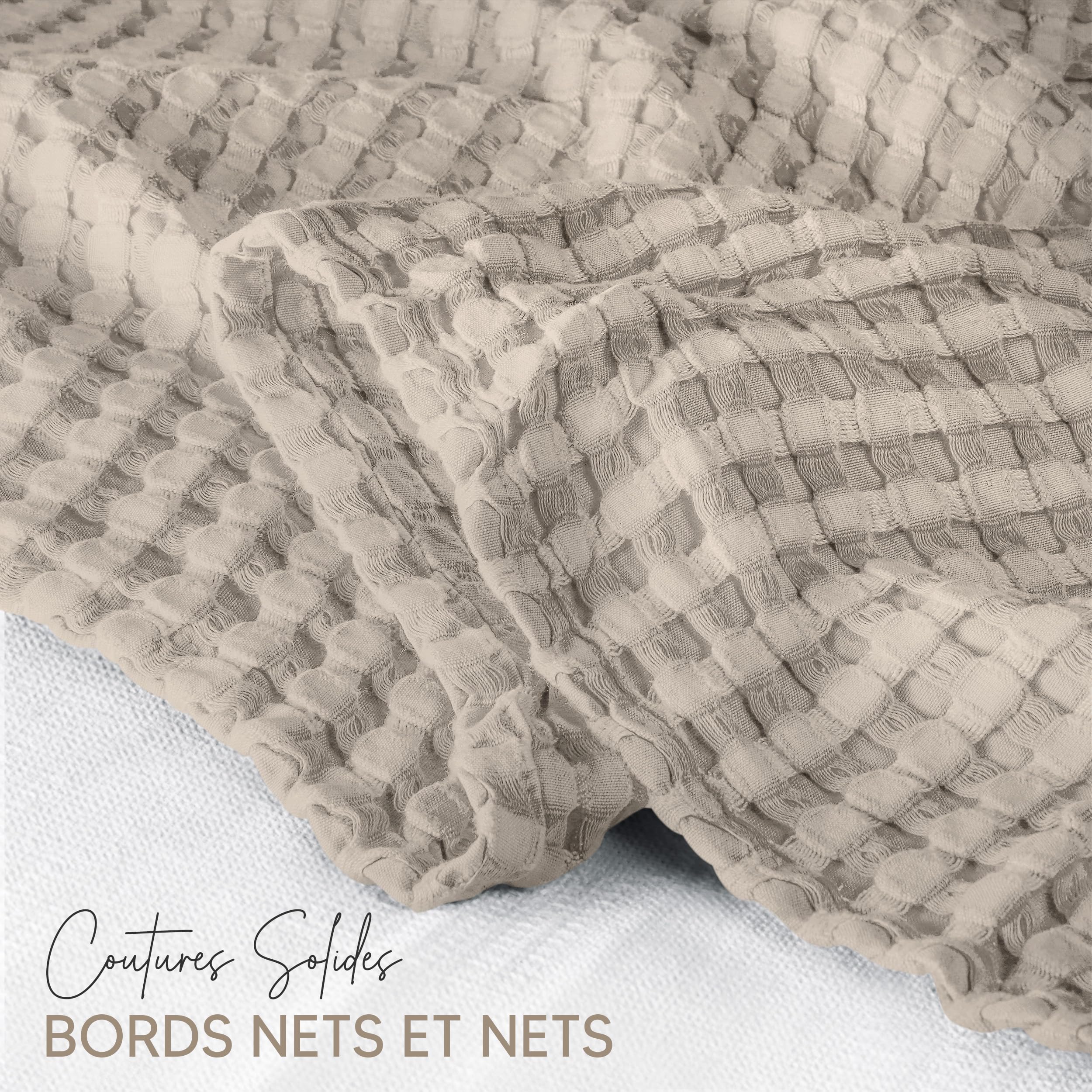 Utopia Bedding Couverture gaufrée en Coton 300 GSM (Kaki - 228 x 228 cm), Couette Douce, légère et Respirante pour Toutes Les Saisons