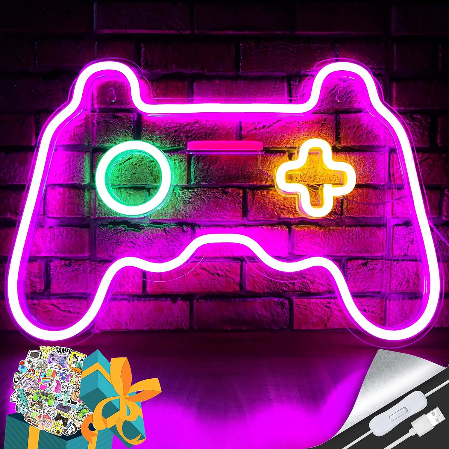 Buy LED Game Neon Sign Gamepad Shape LED Sign Light Gamer Gift for Teen ...