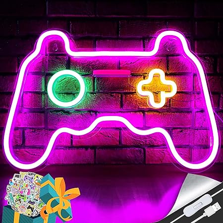 LED Game Neon Sign Gamepad Shape LED Sign Light Gamer Gift for Teen ...