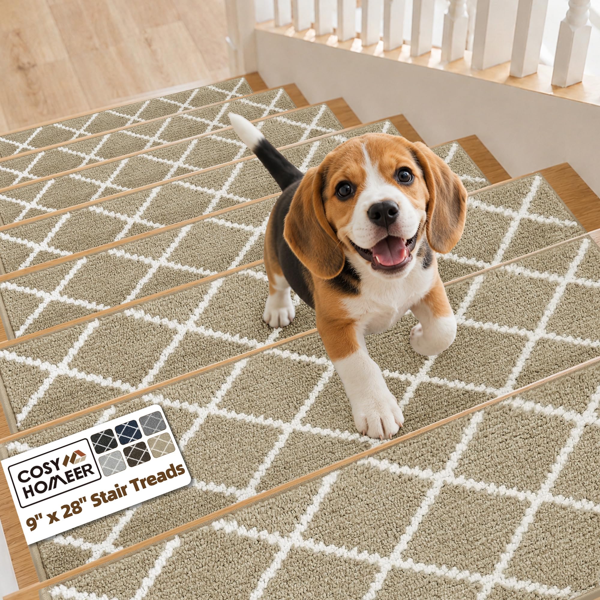 Tapis d'escalier 100% polyester COSY HOMEER avec envers TPE de qualité supérieure