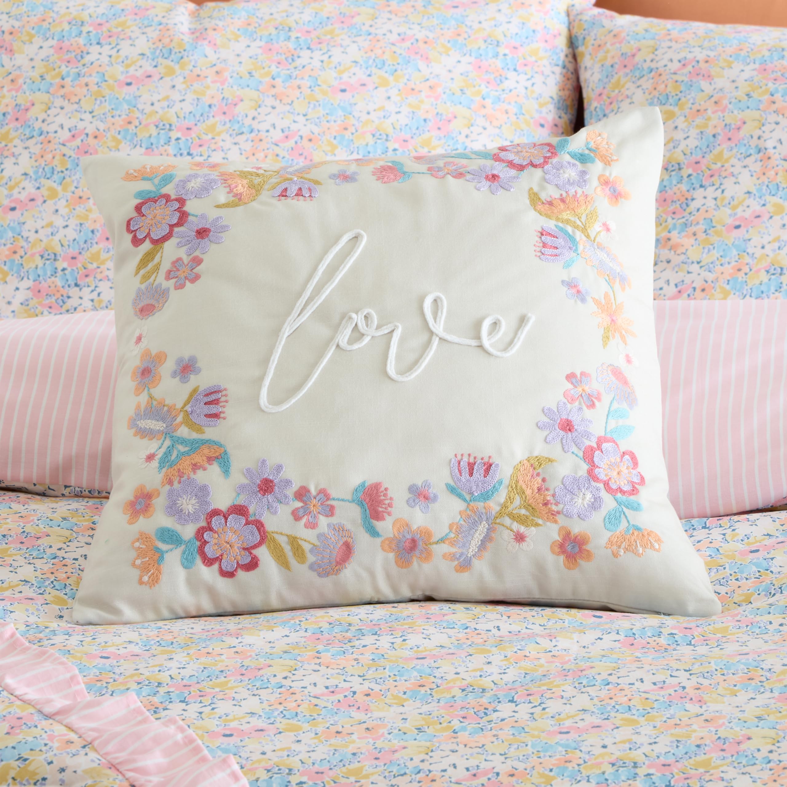 Catherine Lansfield Natural Love Embroidered 45X45cm Cushion
