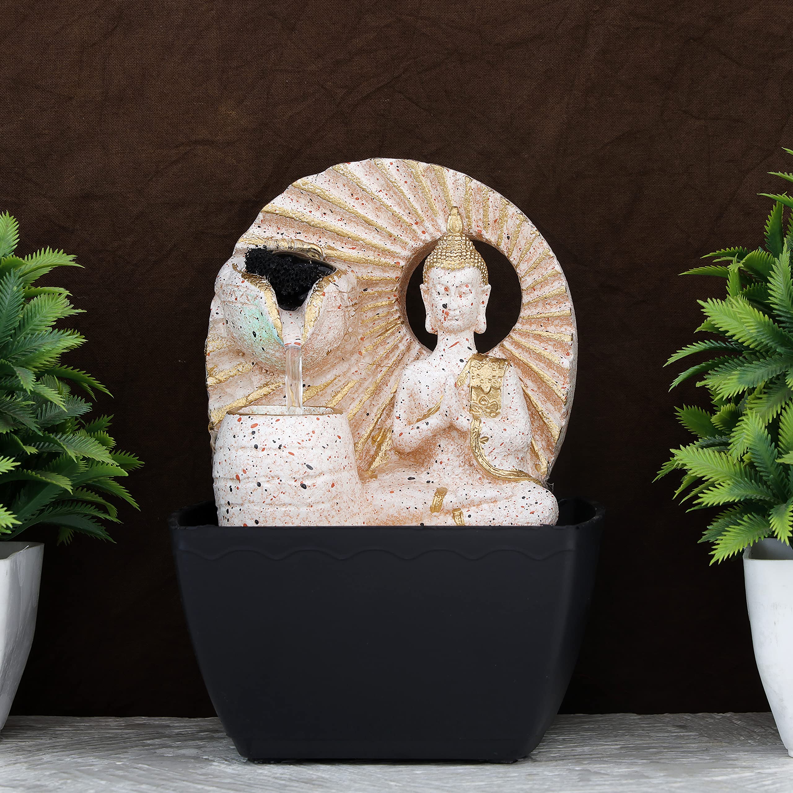 Global Grabbers Polyresin Table Top Indoor Outdoor Water Fall Fountain with LED Lights Home Decor Decoration Gift Gifting Items-STN_WT-SF4-image-8