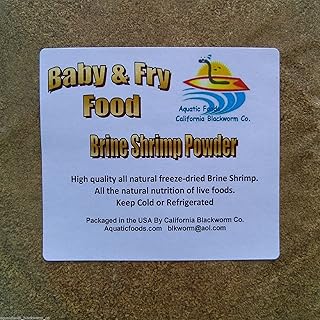 Aquatic Foods Inc. Freeze Dried Brine Shrimp Powder & Siftings, 100% Shrimp for Fry and Baby Tropical Fish Food for All Koi & Pond Fish and Tropical Fish Babies - 1/8-lb