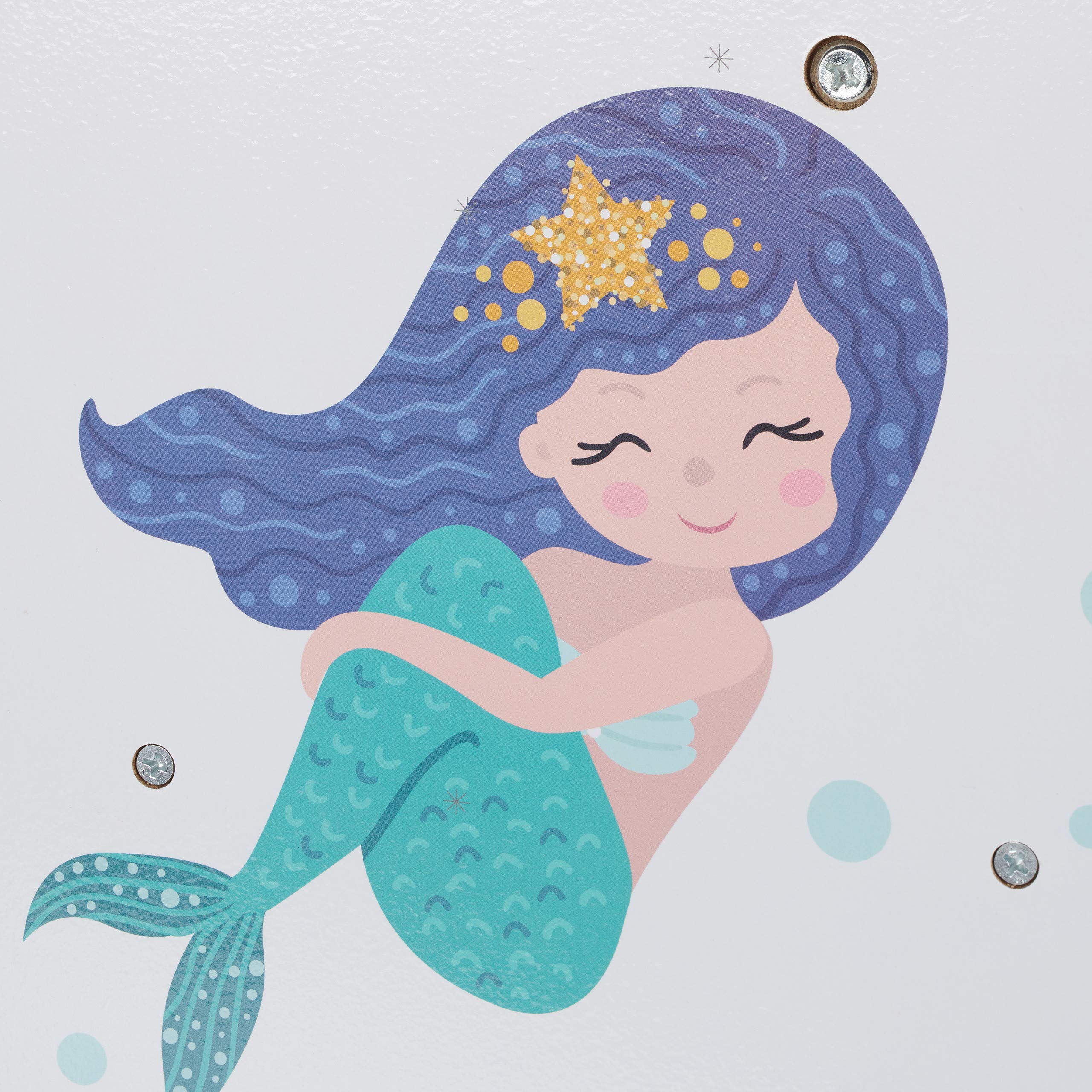 Relaxdays Scaffale Libreria Bambini, 4 Scomparti,Immagini di una Sirena, Bimbi, Dimensioni HLP: 71x62x29 cm, Colorato