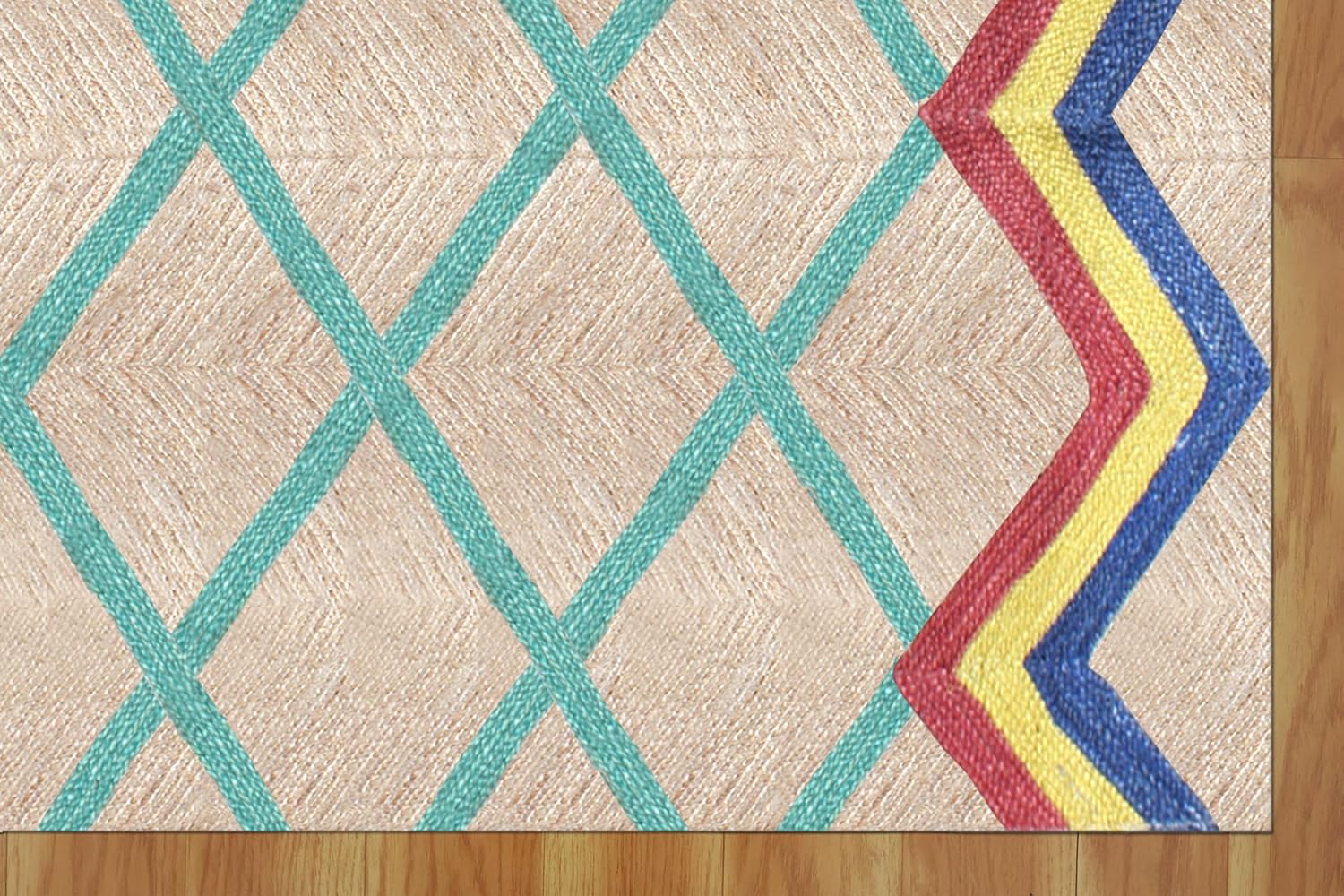 Handmade Kilim Rug Natural Jute Rug 4x15 Runner Area Jute Multicolor Braided Jute Geometric Indian Hallway Stair Runner Indoor Outdoor Use for Large Corridor Runner Boho Runner