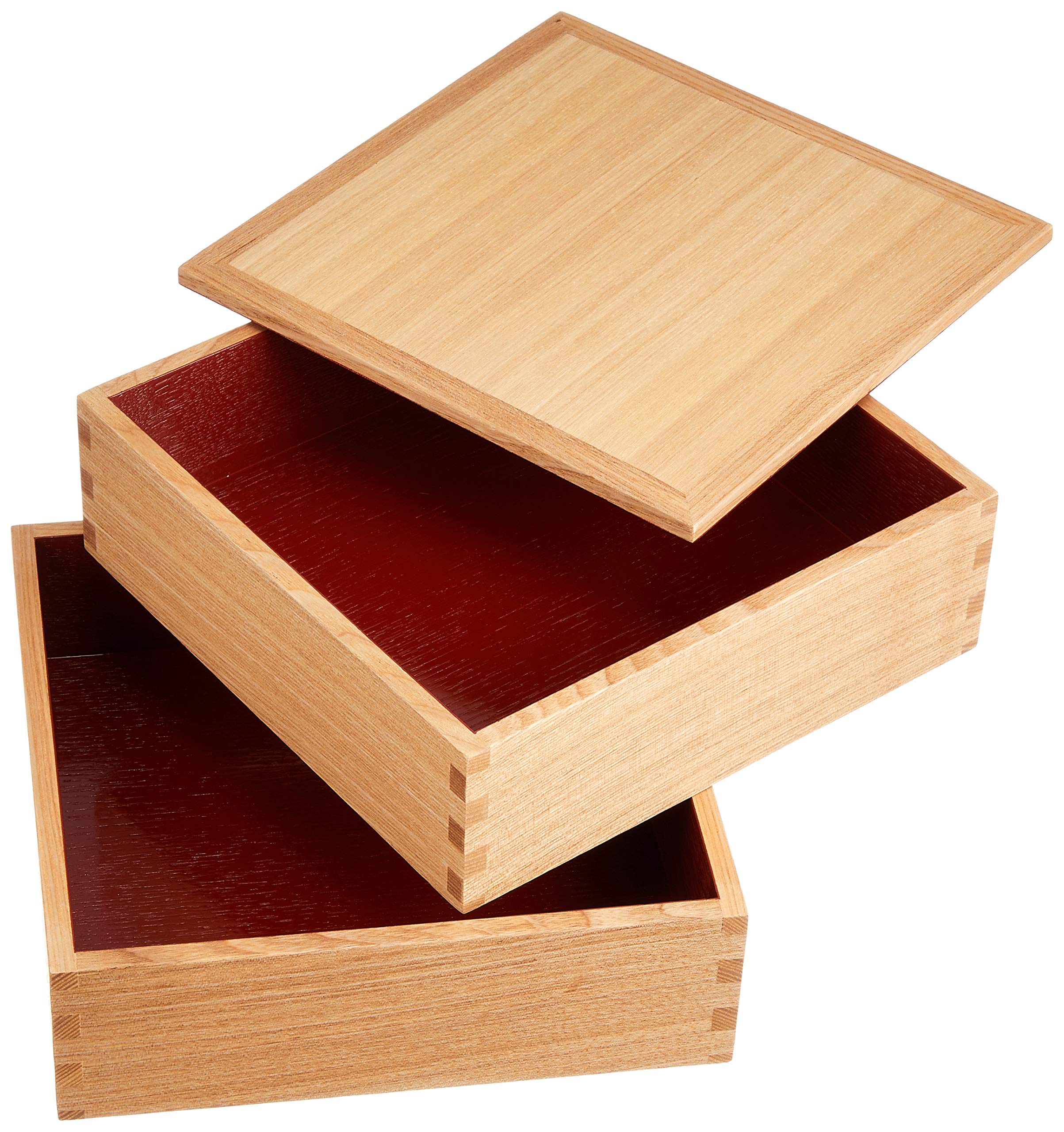 Amazon｜松屋漆器店 白木塗タモ製6.0寸二段重内朱｜重箱 オンライン通販