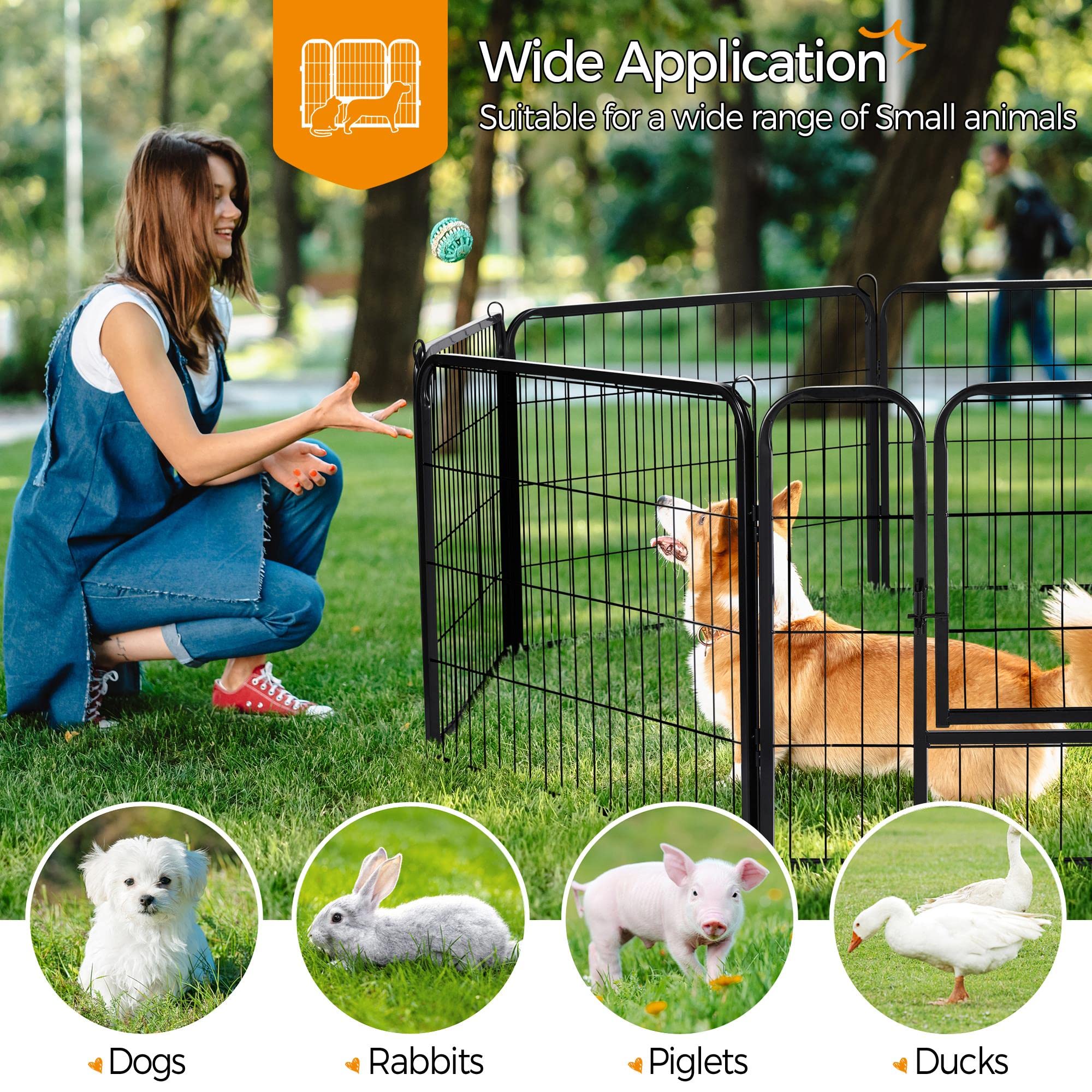 Yaheetech Valla para Perros, 6 Unidades, 80 x 60 cm, para Interior y Exterior, jardín, Red de Hierro y Metal Negro