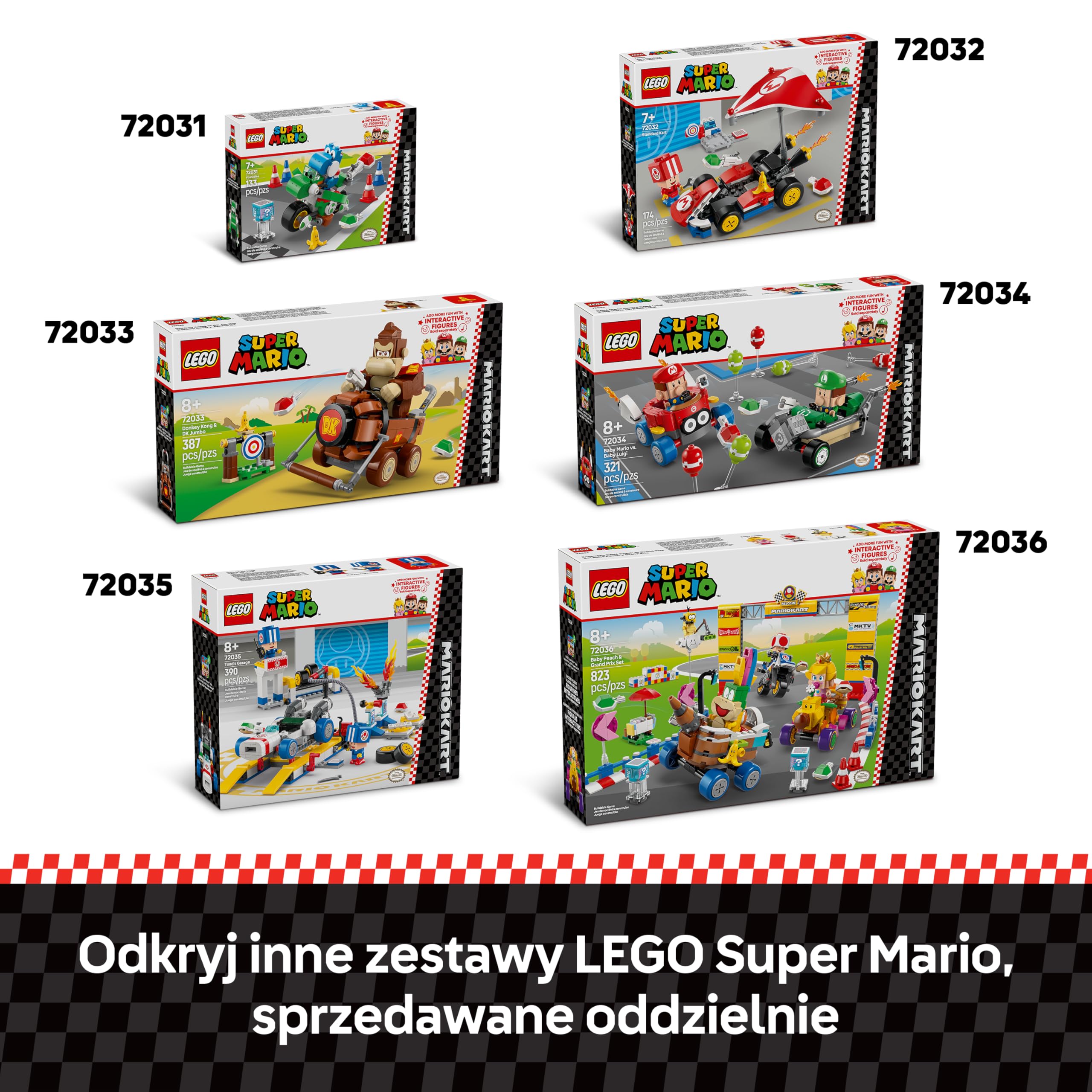 LEGO Super Mario Mario Kart– Zestaw Baby Peach i Grand Prix 72036 | Gokarty z gry, zestaw klocków dla dzieci, prezent dla fana Mario, interaktywna zabawka dla 8-latka, 823 elementy