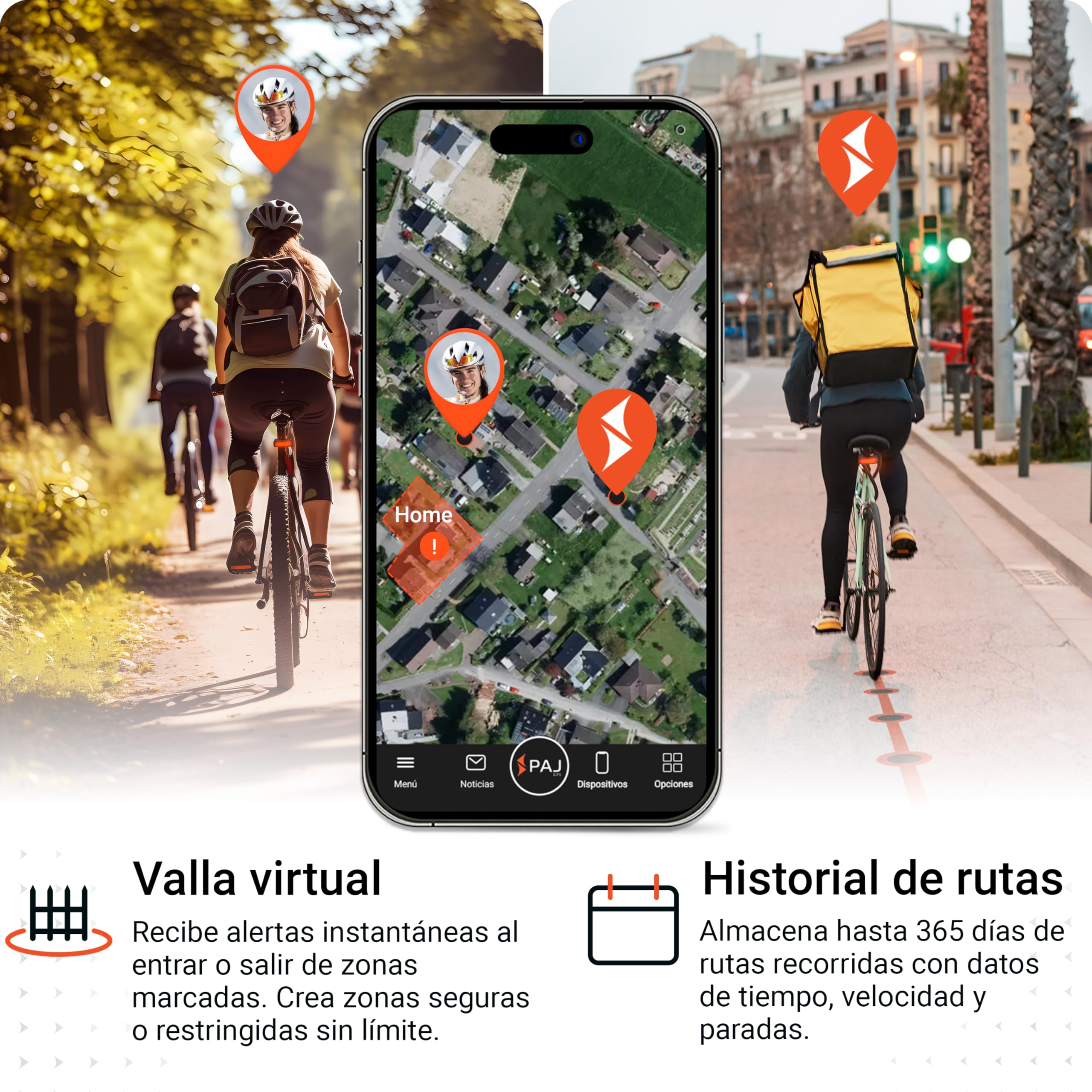 PAJ GPS Rastreador 4G con Luz Trasera para Bicicletas (Incl. E-Bikes) - Incl. 3 Meses de Suscripción Premium - Seguimiento En Vivo, Alarma De Caída, Registro De Rutas, Geovalla, Batería hasta 20 Días