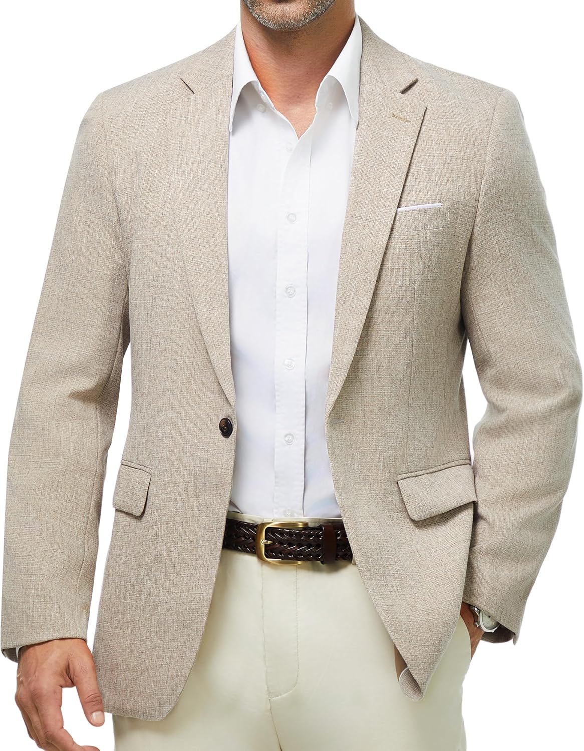 WULFUL Mens Casual Sport Coat Blazer Lightweight One Button Suit Jackets - Image 2